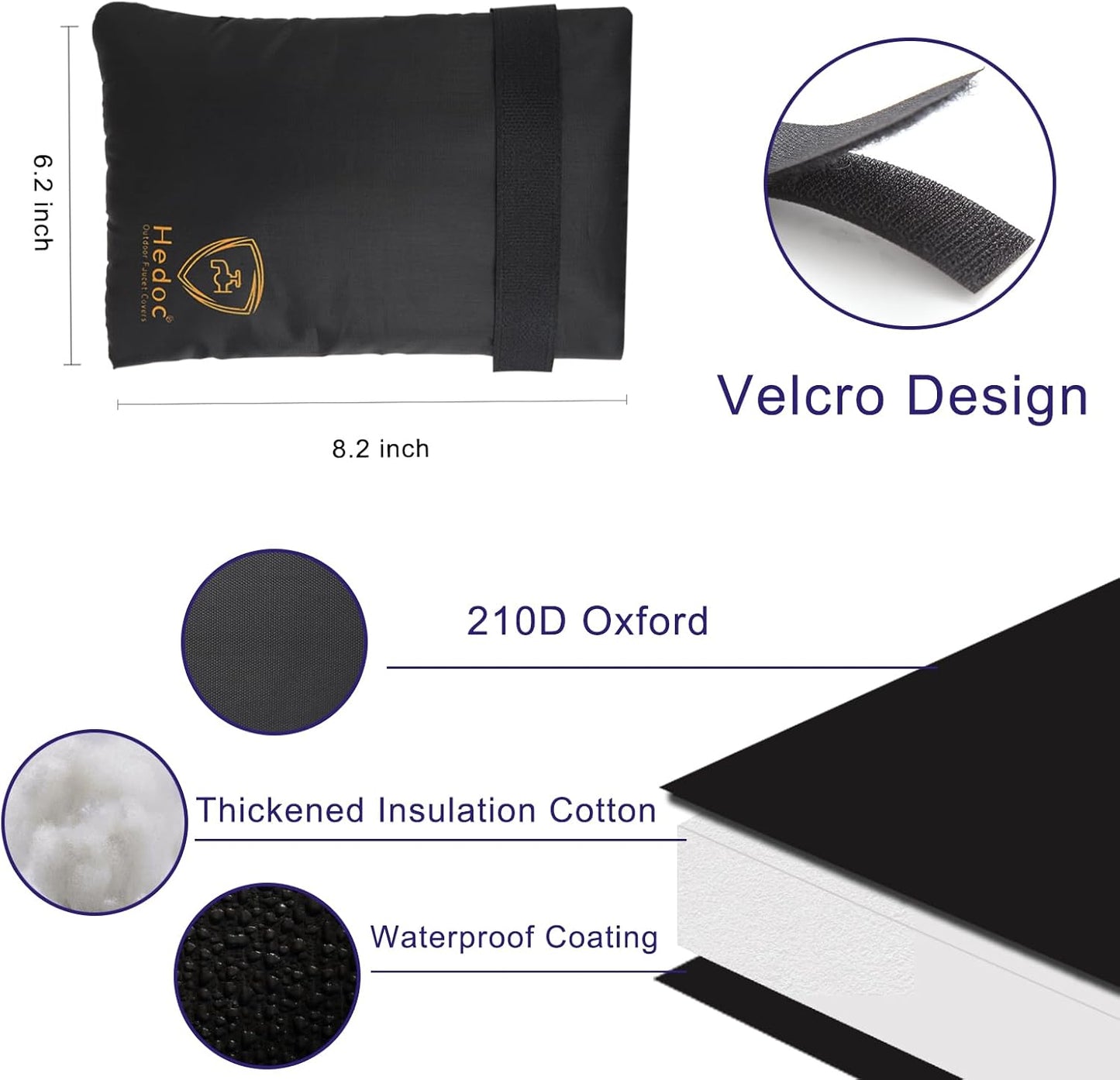 Pro Outdoor Faucet Covers for Winter Freeze Protection, 2 Pack 6'' W x 8.2'' H Winter Faucet Insulation Cover Socks, Hose Bib Covers for Winter (Faucet Cover 2 Pack)