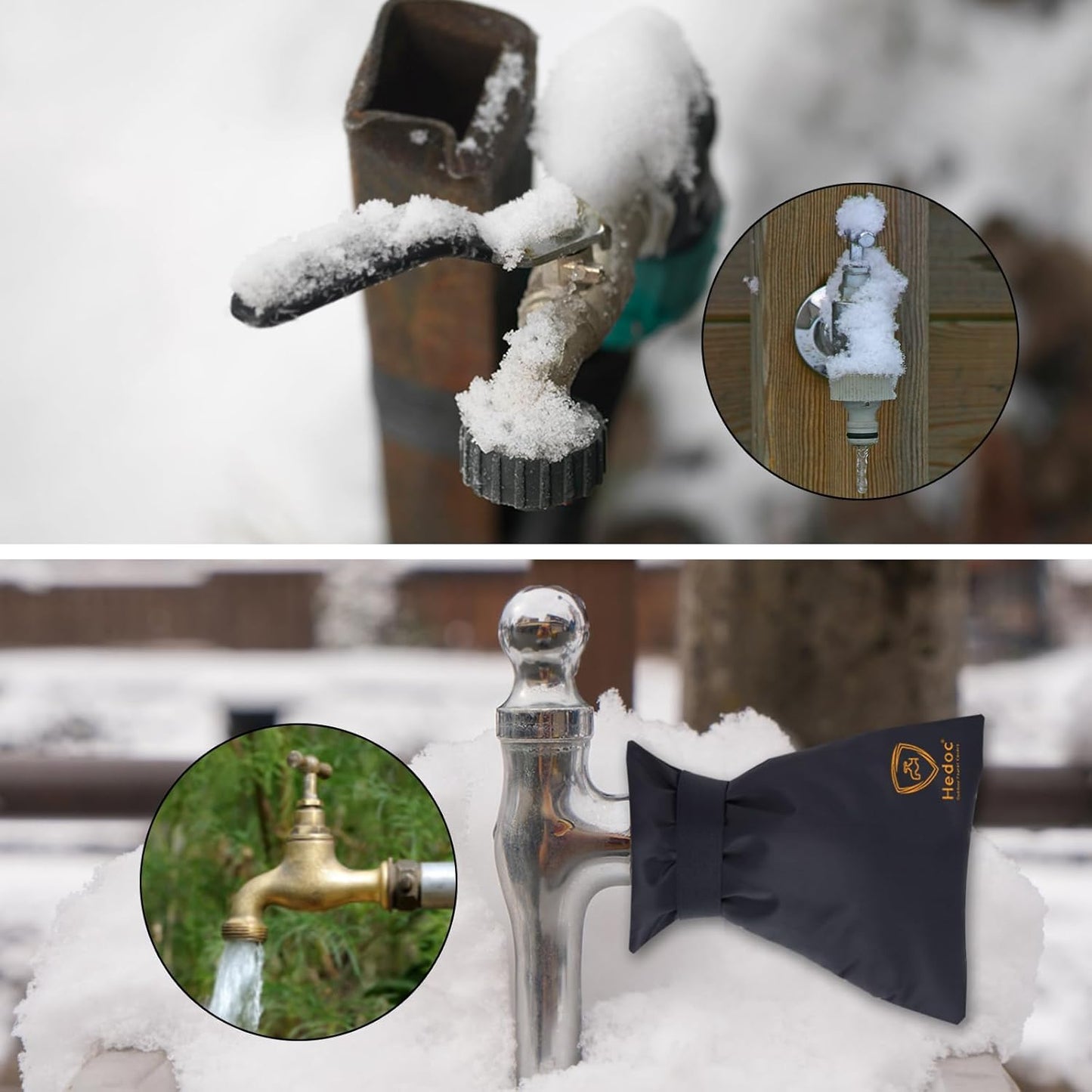 Pro Outdoor Faucet Covers for Winter Freeze Protection, 2 Pack 6'' W x 8.2'' H Winter Faucet Insulation Cover Socks, Hose Bib Covers for Winter (Faucet Cover 2 Pack)