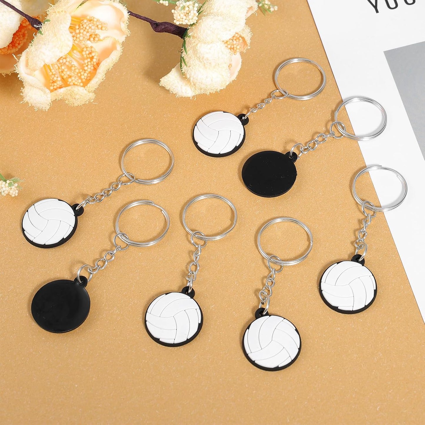 15PCS Volleyball Keychain,Volleyball Key Chains for Team Gifts - Sport Bag Charms,Trinkets Souvenirs for Backpacks Volleyballs Lovers