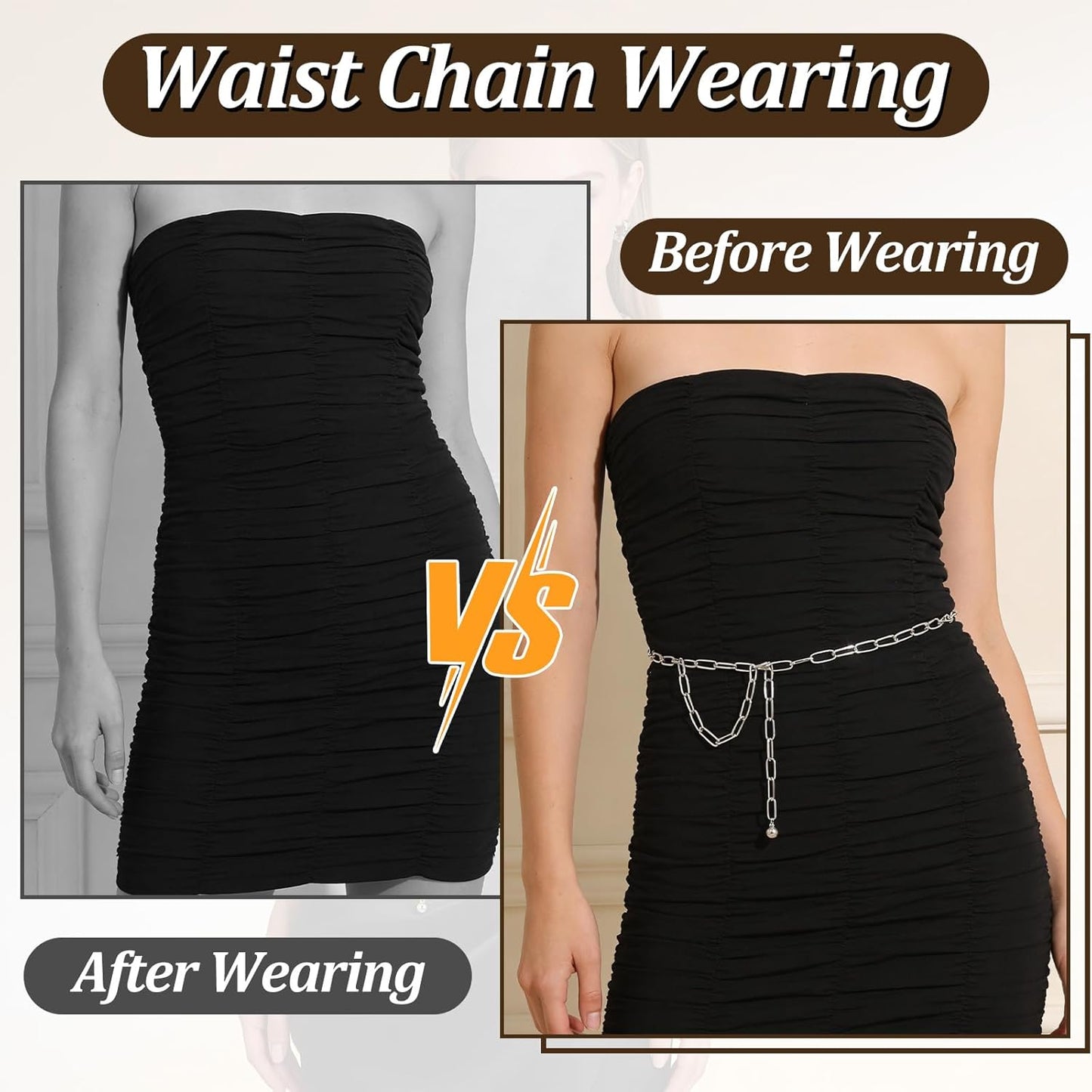 Silver Chain Belts for Women,Adjustable Womens Chain Belt Trendy Metal Belt for Jeans Dresses Pants