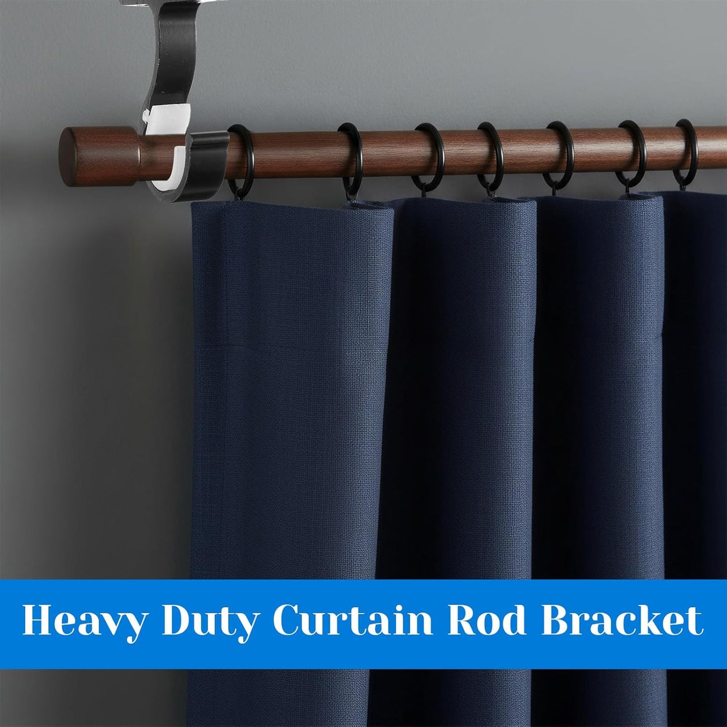 2 Sets Ceiling Curtain Rod Brackets for 1 Inch Rod, Curtain Rod Brackets Holders for Wall & Ceiling Mount Installation (Black)