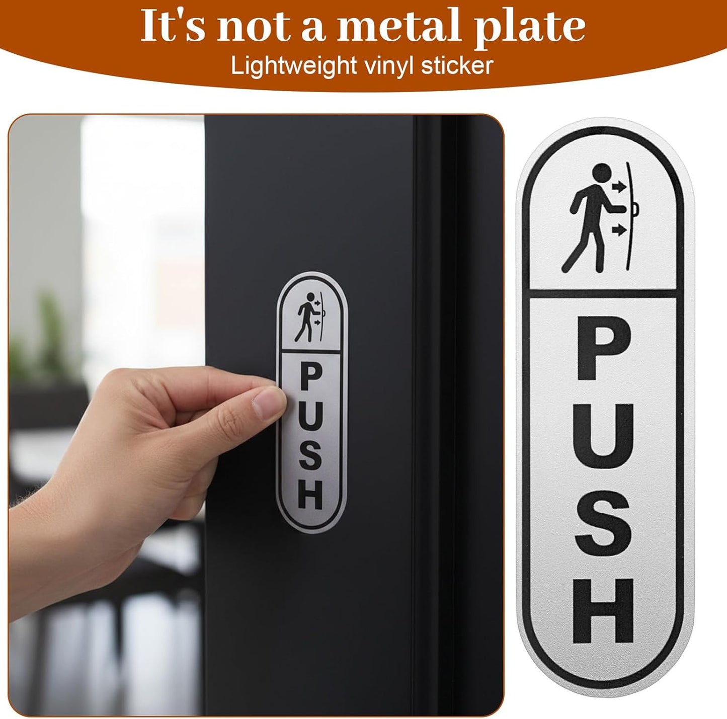 6PCS Push Pull Door Stickers - Shimmeroo Durable Waterproof Strong Adhesive Pull Push Door Sign Stickers for Home Office Business Doors Gloss Wipeable