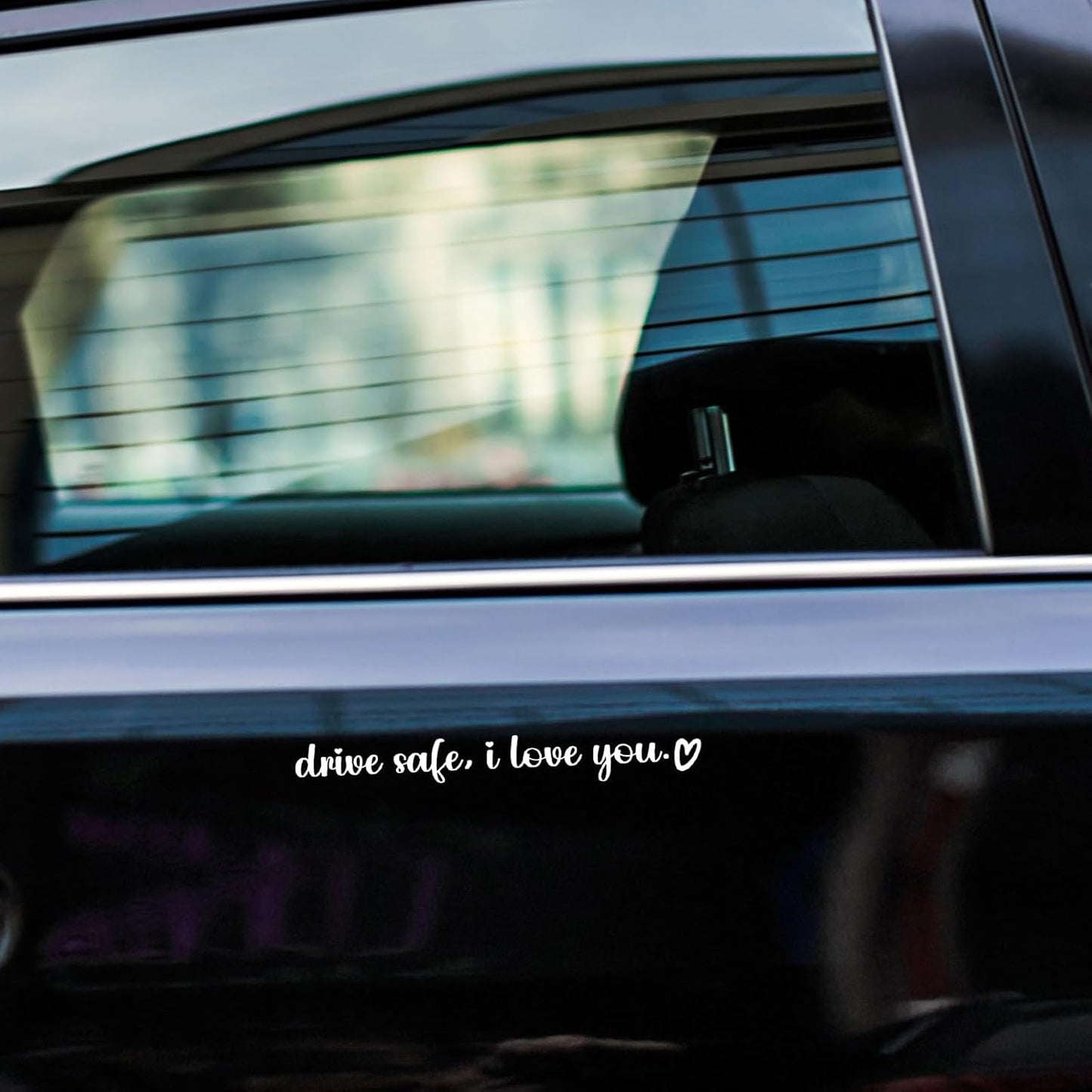 5 Pcs Drive Safe I Love You Sticker, White I Love You Drive Safe Mirror Stickers for Rearview Mirror & Windshield, Reusable Funny Car Decals for Couples & Family