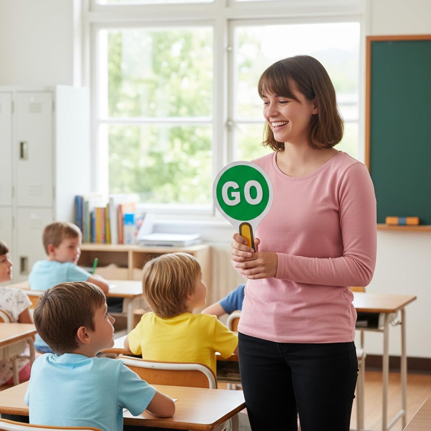 2Pcs Stop and Go Sign with Handle,Mini Stop Sign Double Sided for Guiding Teaching Traffic Safety