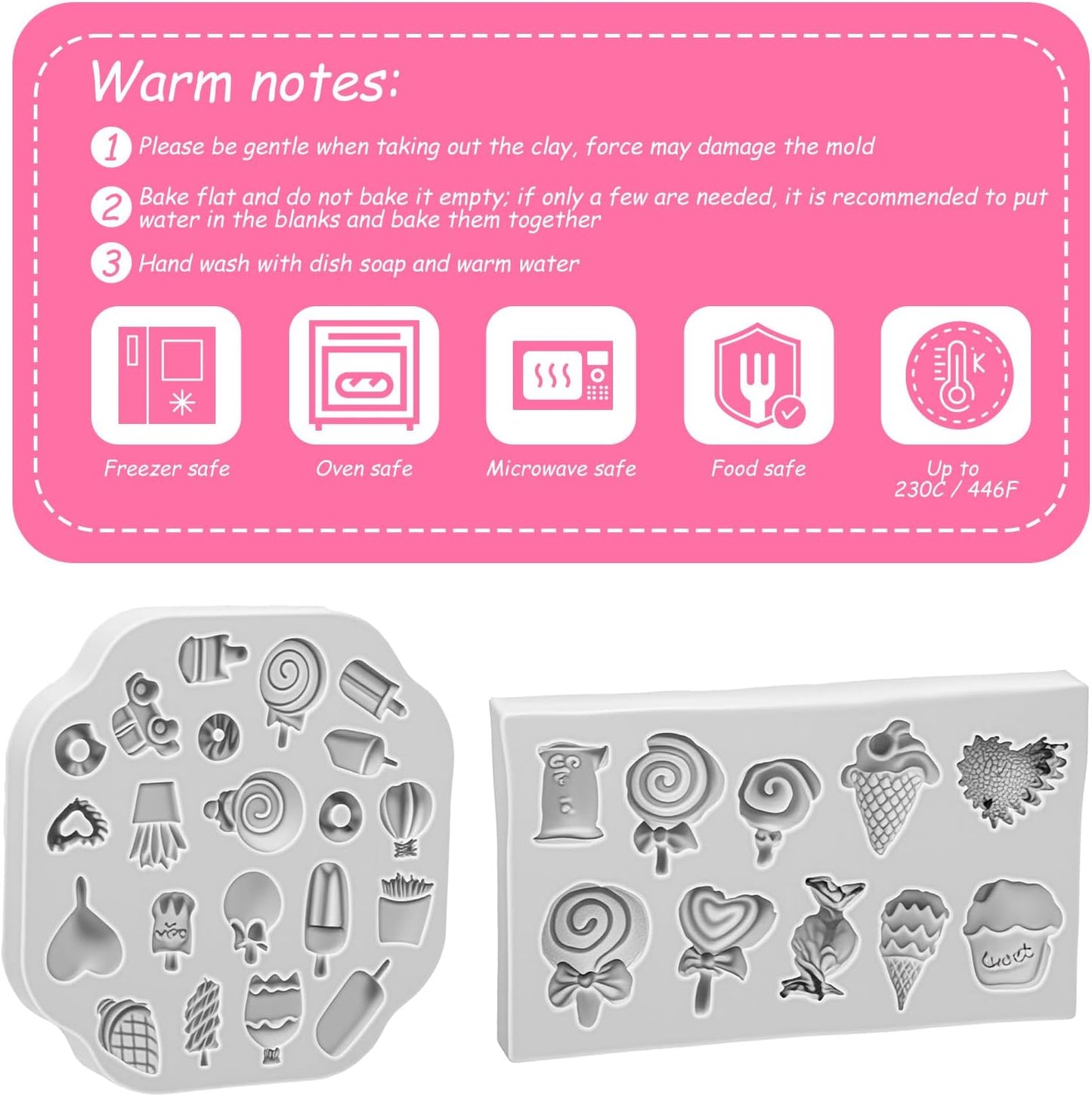 2Pcs Polymer Clay Molds for Jewelry Making Set,Silicone Air-Dry Clay Molds for Making Candy Lollipop Donut