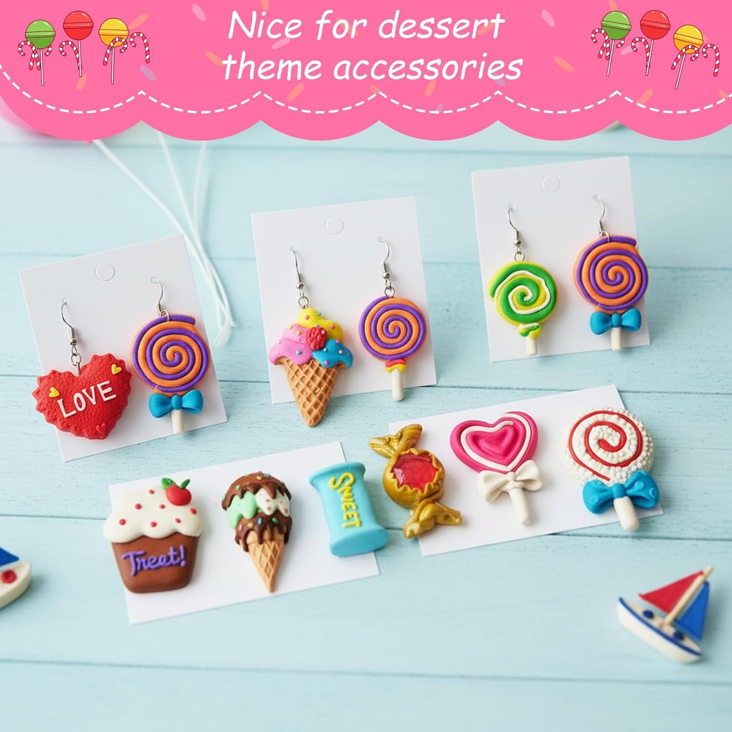 2Pcs Polymer Clay Molds for Jewelry Making Set,Silicone Air-Dry Clay Molds for Making Candy Lollipop Donut