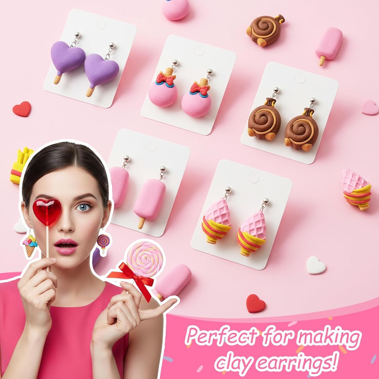 2Pcs Polymer Clay Molds for Jewelry Making Set,Silicone Air-Dry Clay Molds for Making Candy Lollipop Donut