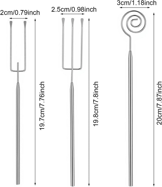 3PCS Chocolate Dipping Tool - Stainless Steel Candy Dipping Tools Baking Supplies Fondue Fork, Spiral Fork Cooking Tool Set, Dishwasher Safe