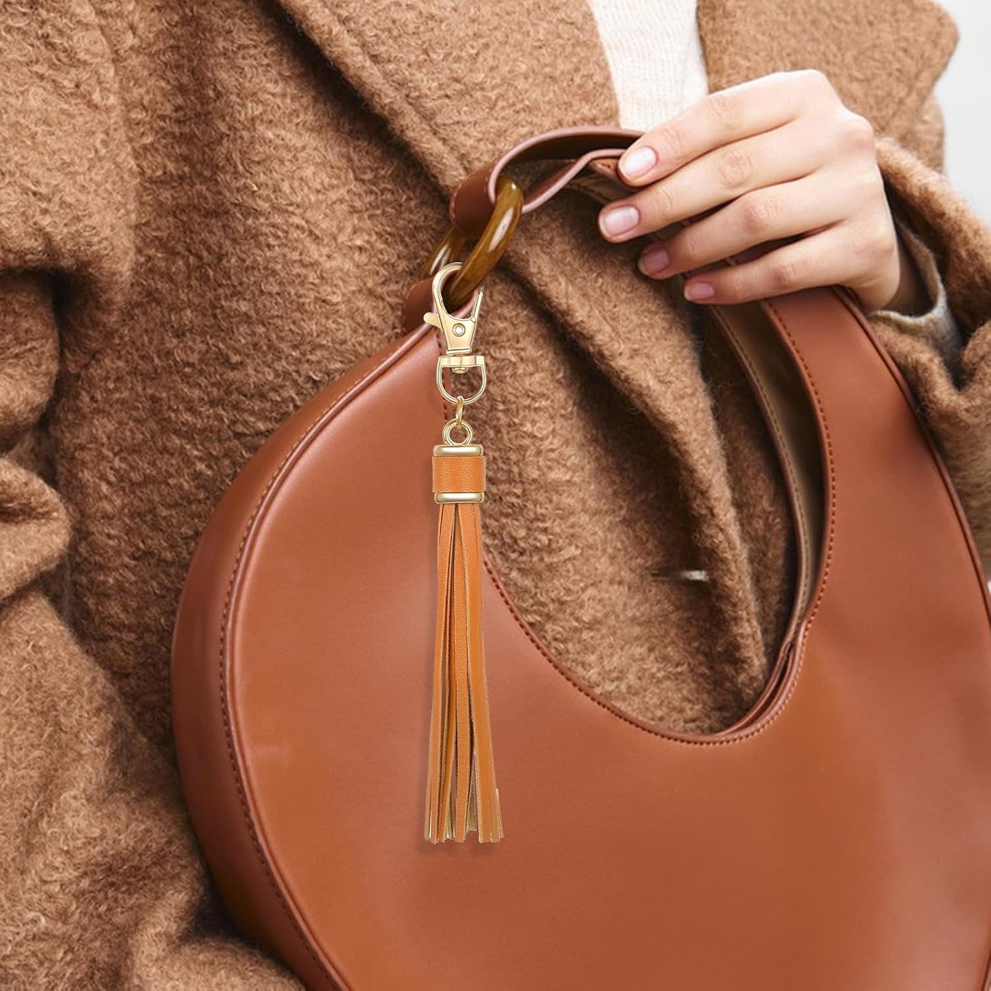 Leather Tassels for Handbags, 4PCS Tassel Keychain Charms Leather Charms for Purses and Bag Charm for Handbags DIY Craft Making