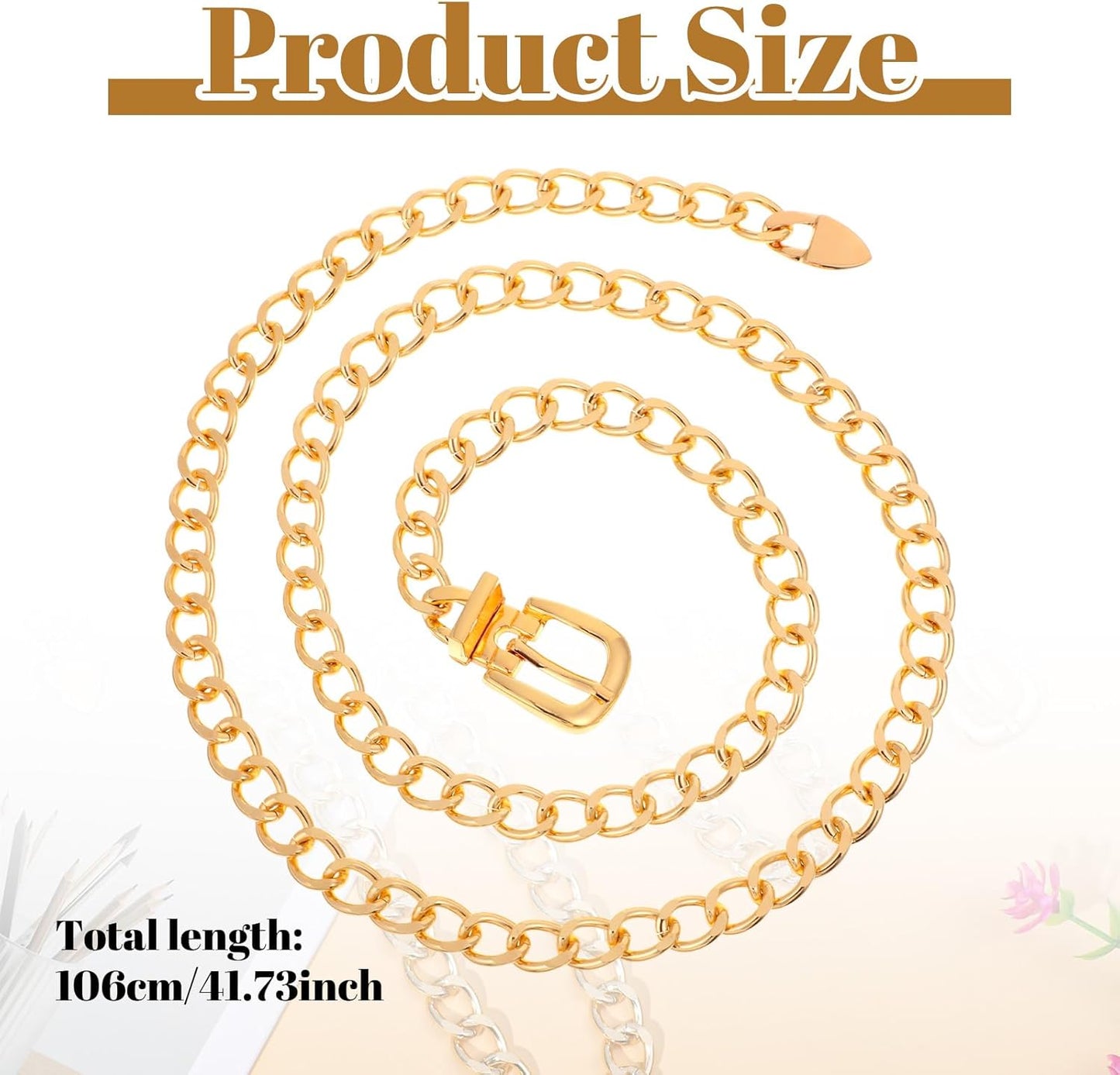 Gold Chain Belts for Women,Adjustable Gold Metal Belts for Women Trendy Waist Chain Belt for Dress & Jeans