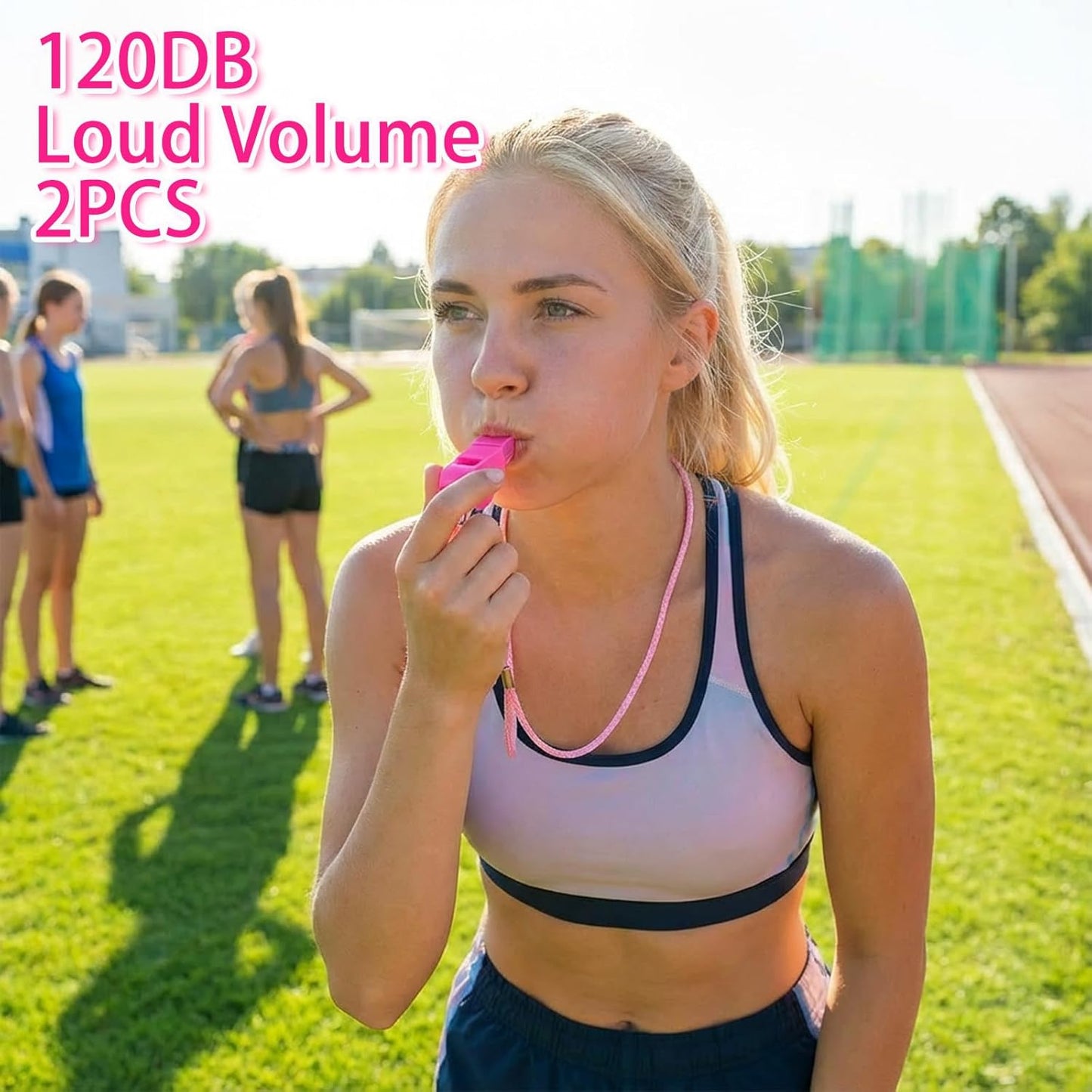 2PCS Pink Coach Whistle with Lanyard, High-Pitched Plastic Whistles Emergency Loud Crisp Sound for Coach Outdoor Safety Referee Lifeguard Teachers Dog Training