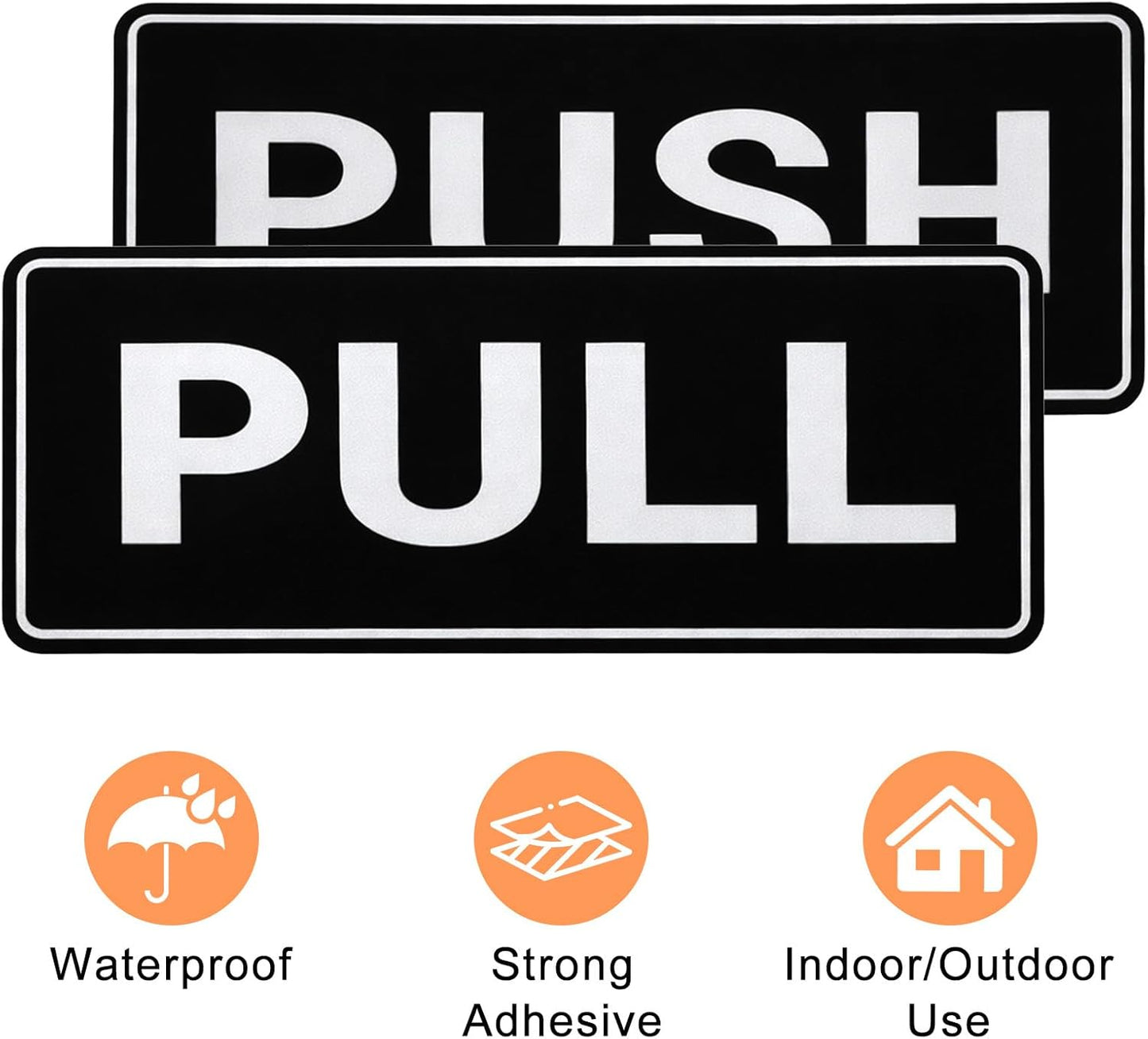 6Pack Push Pull Door Stickers,Adhesive Push and Pull Signs Stickers for Glass Doors and Other Side Doors in Business,Stores,Cafes,Shops - (2 x 5",Horizontal)
