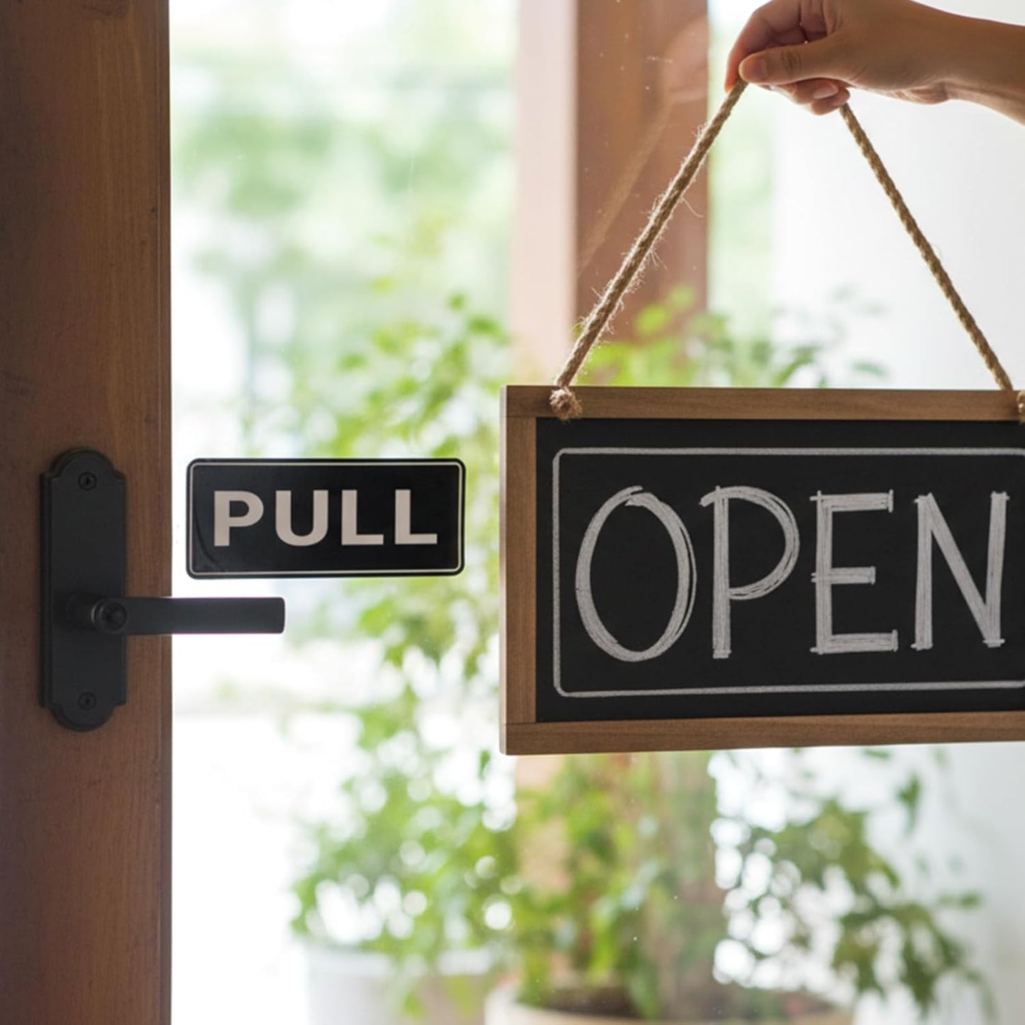 6Pack Push Pull Door Stickers,Adhesive Push and Pull Signs Stickers for Glass Doors and Other Side Doors in Business,Stores,Cafes,Shops - (2 x 5",Horizontal)