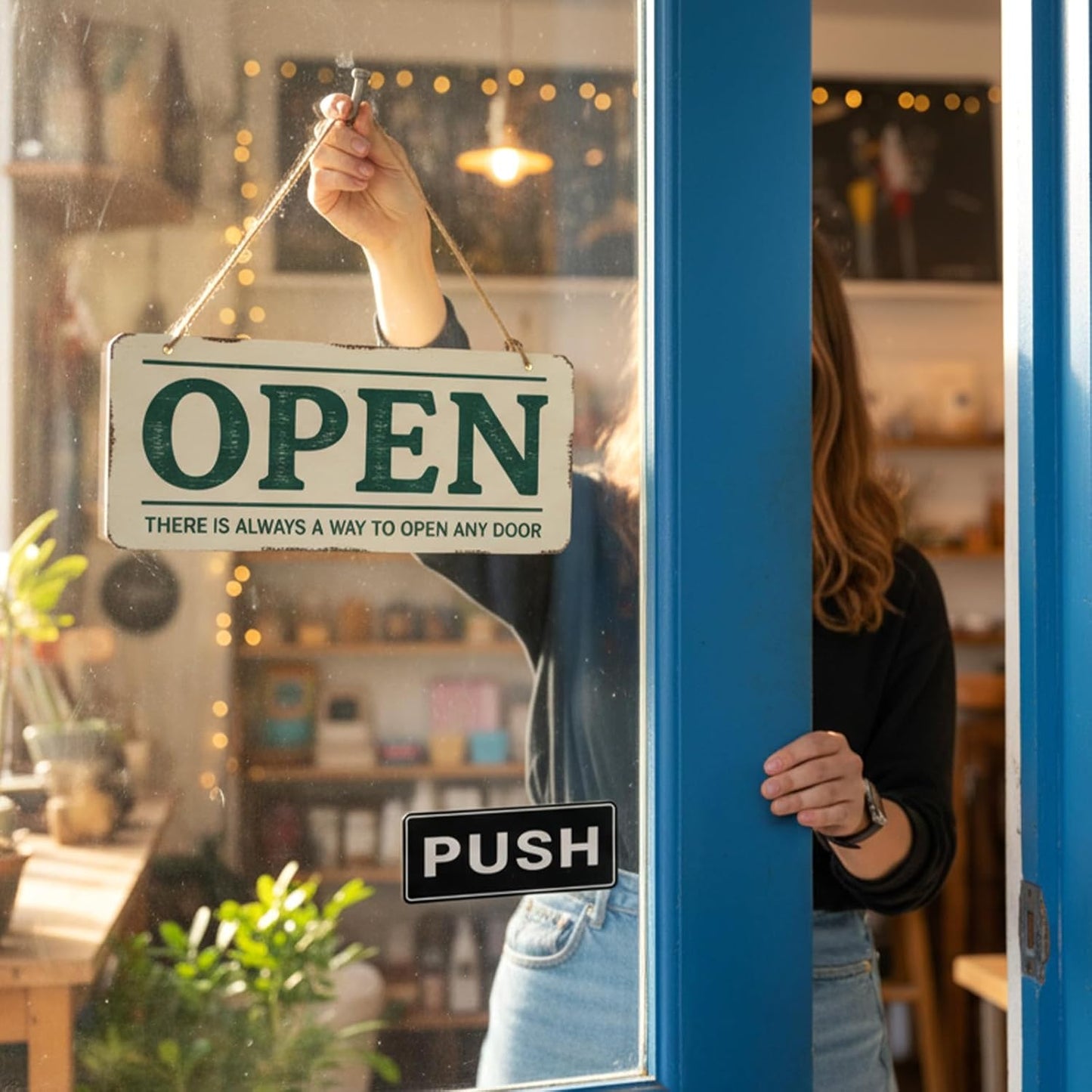 6Pack Push Pull Door Stickers,Adhesive Push and Pull Signs Stickers for Glass Doors and Other Side Doors in Business,Stores,Cafes,Shops - (2 x 5",Horizontal)