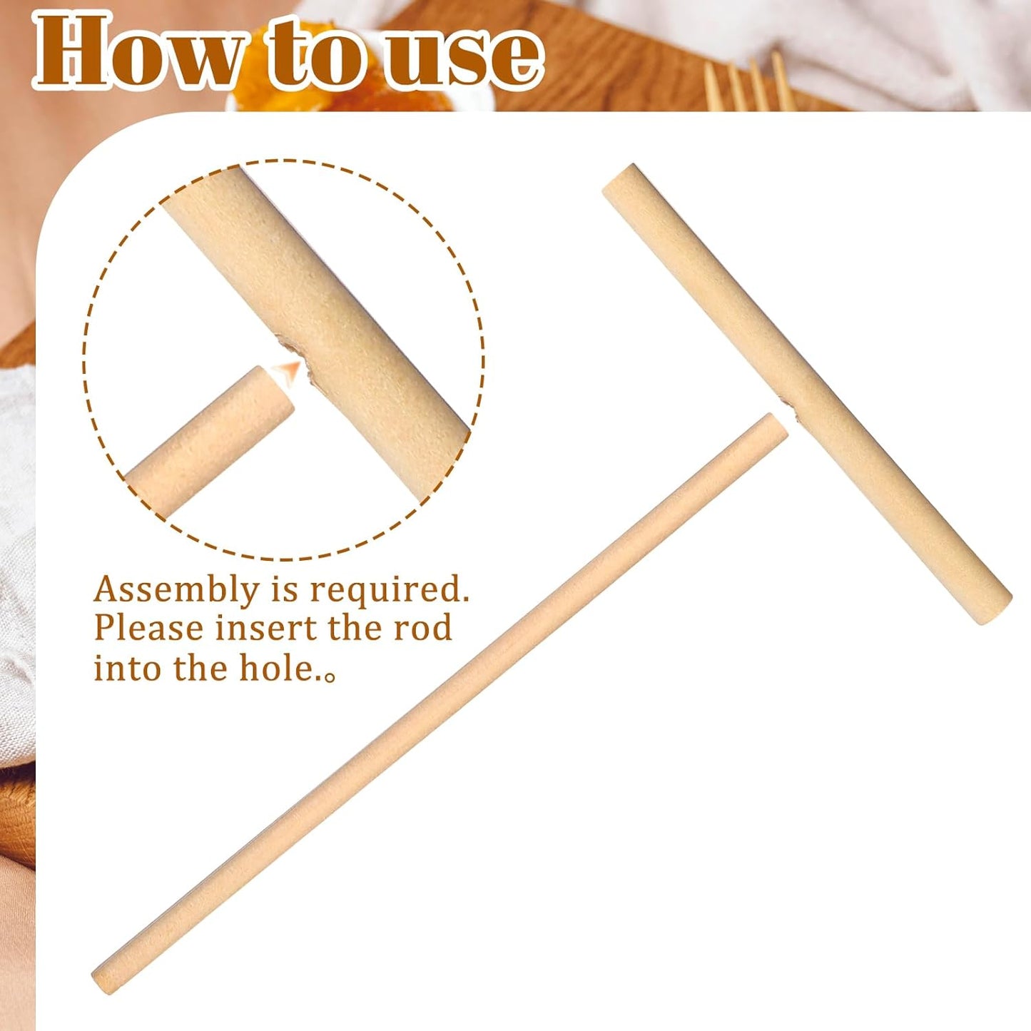 2 Pcs Crepe Spreader 6.1 Inches x 4.7 Inches Natural Wooden Crepe Spatula, Pancake Batter Spreader, Wooden T-Shaped Tool Stick for Crepes Wood Crepes Maker Pancake Maker Tool