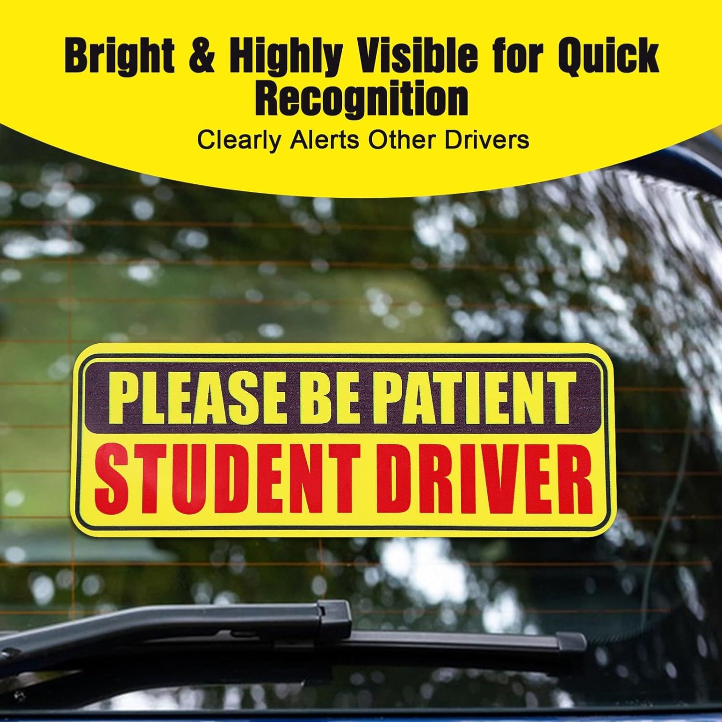 4PCS Student Driver Sticker for Car,Non-Magnetic Student Driver Bumper Sticker - Waterproof & Long Lasting Window Cling for Car Bumper Window