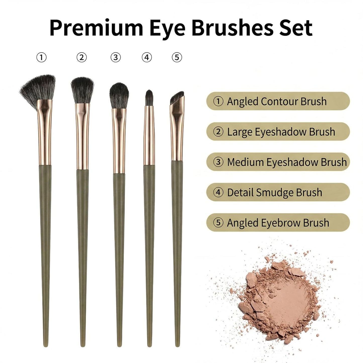 Eye Makeup Brush Set, 5 Pcs Eye Shadow Brushes Set Professional Eyeshadow Makeup Blending Brushes with Synthetic & Wood Handle Angled Eyeshadow Brush for Eyebrows, Eyeliner, Liquid, Cream, Concealer