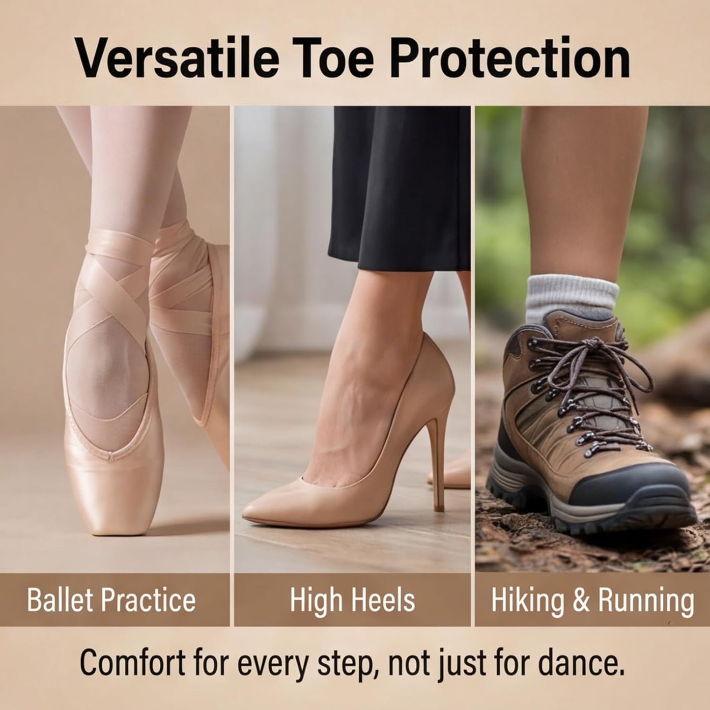 Toe Pads for Pointe Shoes, 1 Pair Soft Ballet Ballet Toe Pads Dance Shoe Toes Protector Accessories, 3.54 x 3.15 Inch High Heels Toes Caps Pad for Pointe Shoes, Forefoot Wrap Pad for Women Girls