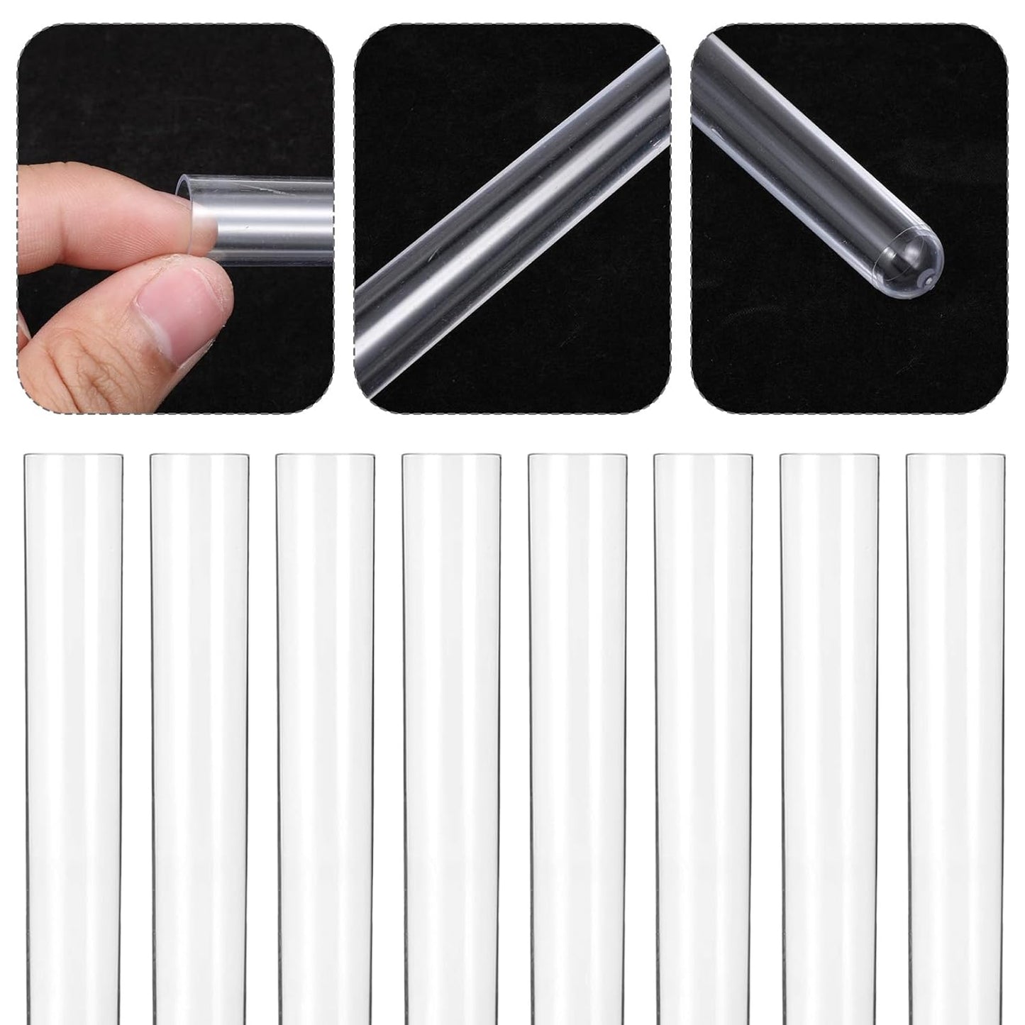 10 Pcs Plastic Test Tubes with Cork Stoppers, 15x150mm 15ml, Clear Vials with Seal Cap Container Transparent Test Tubes with Cork Stoppers for Jewelry Seed Beads Powder Spice Liquid Storage
