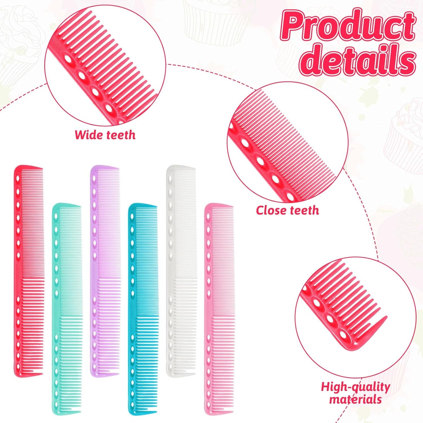 6 Pcs Barber Comb 7" Carbon Hair Cutting Combs Styling Anti Static and Heat Resistant Fine Tooth Comb All Purpose Professional Clipper Combs for Man and Woman Hairdressing Pack for Salon and Home