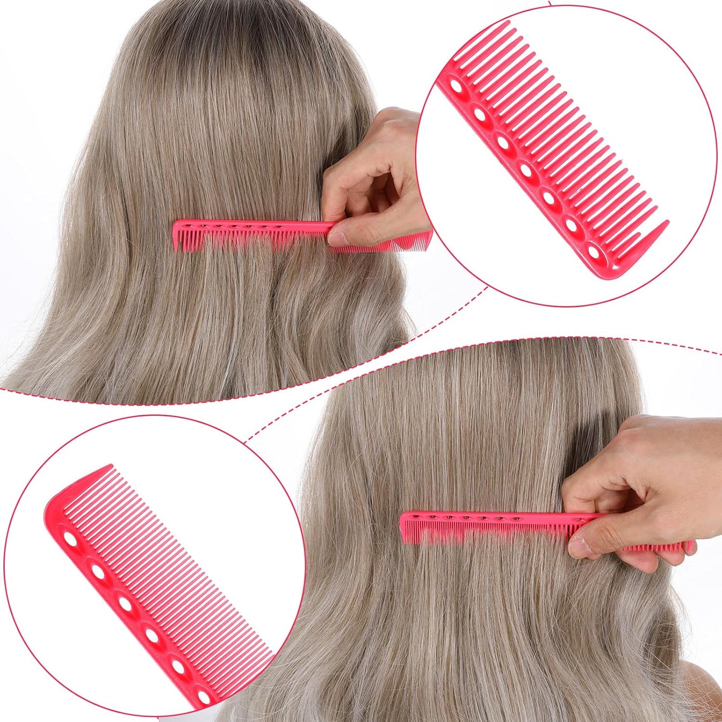 6 Pcs Barber Comb 7" Carbon Hair Cutting Combs Styling Anti Static and Heat Resistant Fine Tooth Comb All Purpose Professional Clipper Combs for Man and Woman Hairdressing Pack for Salon and Home