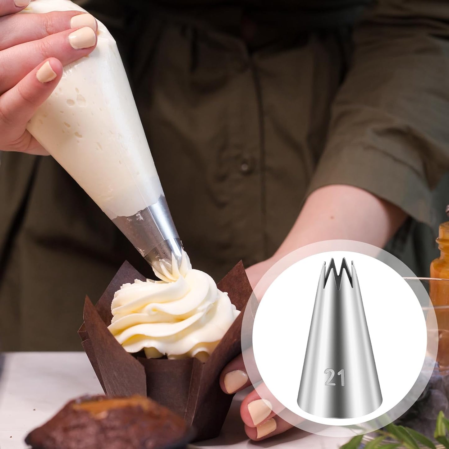 3 Pcs Open Star Cake Decorating Tip #21, Icing Piping Tip for Frosting, Open Star Icing Tips for Cake Decorating