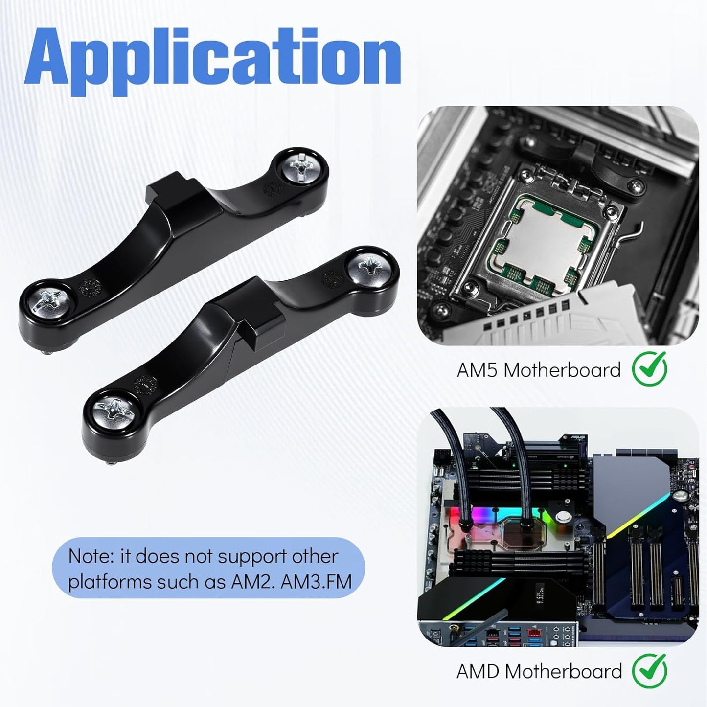 4 PCS AM5 CPU Bracket AM5 Motherboard CPU Cooler Fan Bracket, Desktop Computer Fan Retainer with Screws Black