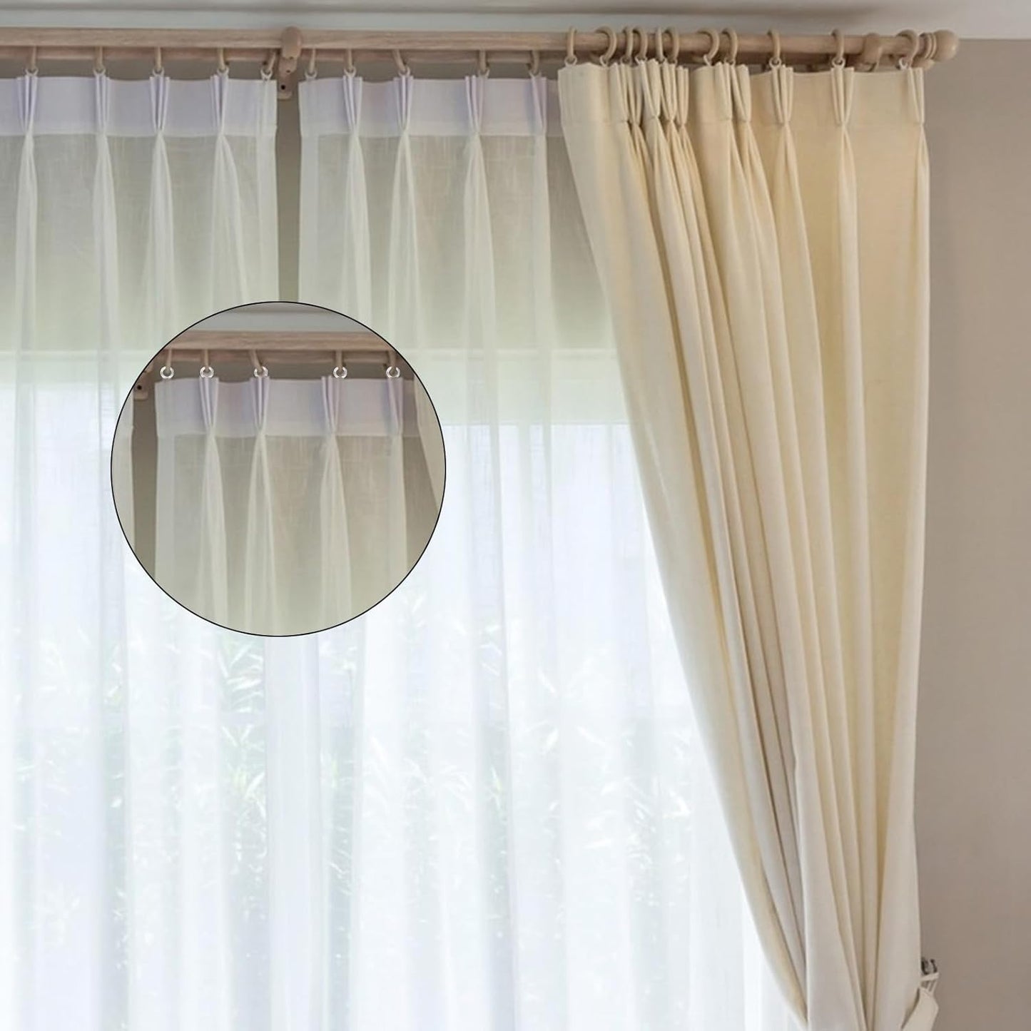 100pcs Roman Shade Rings Clear Plastic Drapery Ring Blind Curtain Rings for Roman Shades Clear Blind Curtains Ring Cafe Curtain Hardware for DIY Blinds, Curtains
