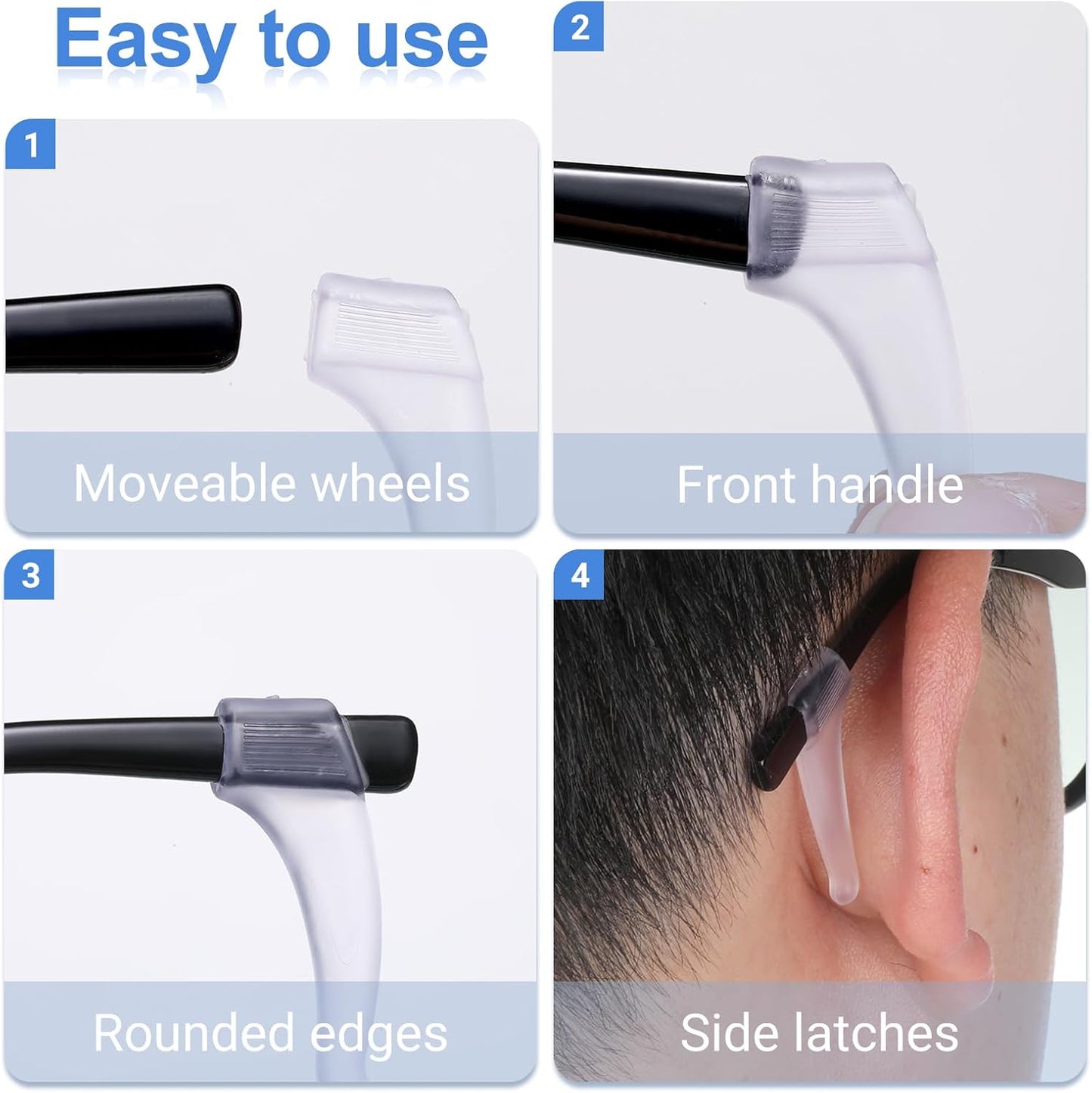 16 Pairs Glasses Ear Hook Eye Glasses Ear Grippers Silicone Anti Slip Eyeglass Holder, Eyeglasses Grip Hooks Safety Eyewear Retainer for Sunglasses Temple Tips Sleeve Retainers for Eyeglass