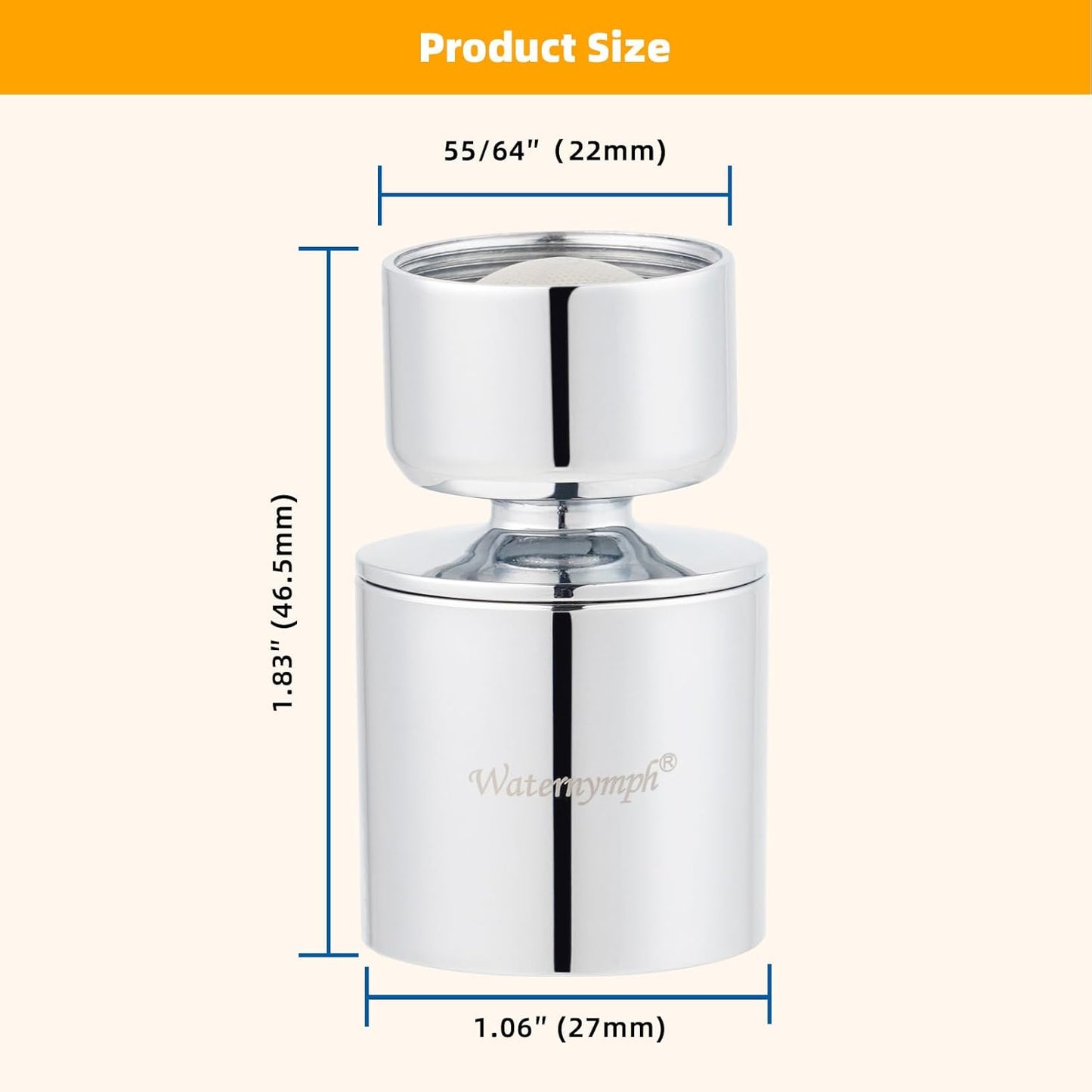 Dual-function 2-Flow Faucet Aerator, Water Saving Swivel Aerator with 2 Sprayer - Faucet Parts Replacement - 55/64 Inch-27UNS Female Thread - Chrome