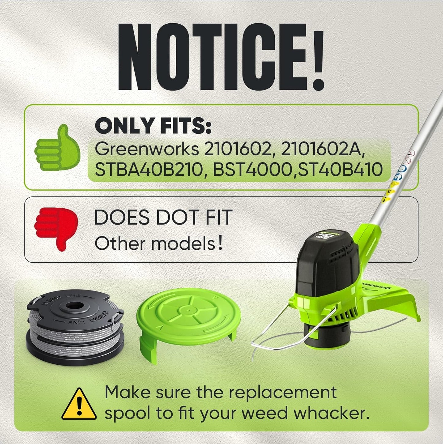 Weed Wacker String Compatible with Greenworks, Dual String Trimmer Replacement Spool for Greenworks Weed Eater String Trimmers(3 Pack)
