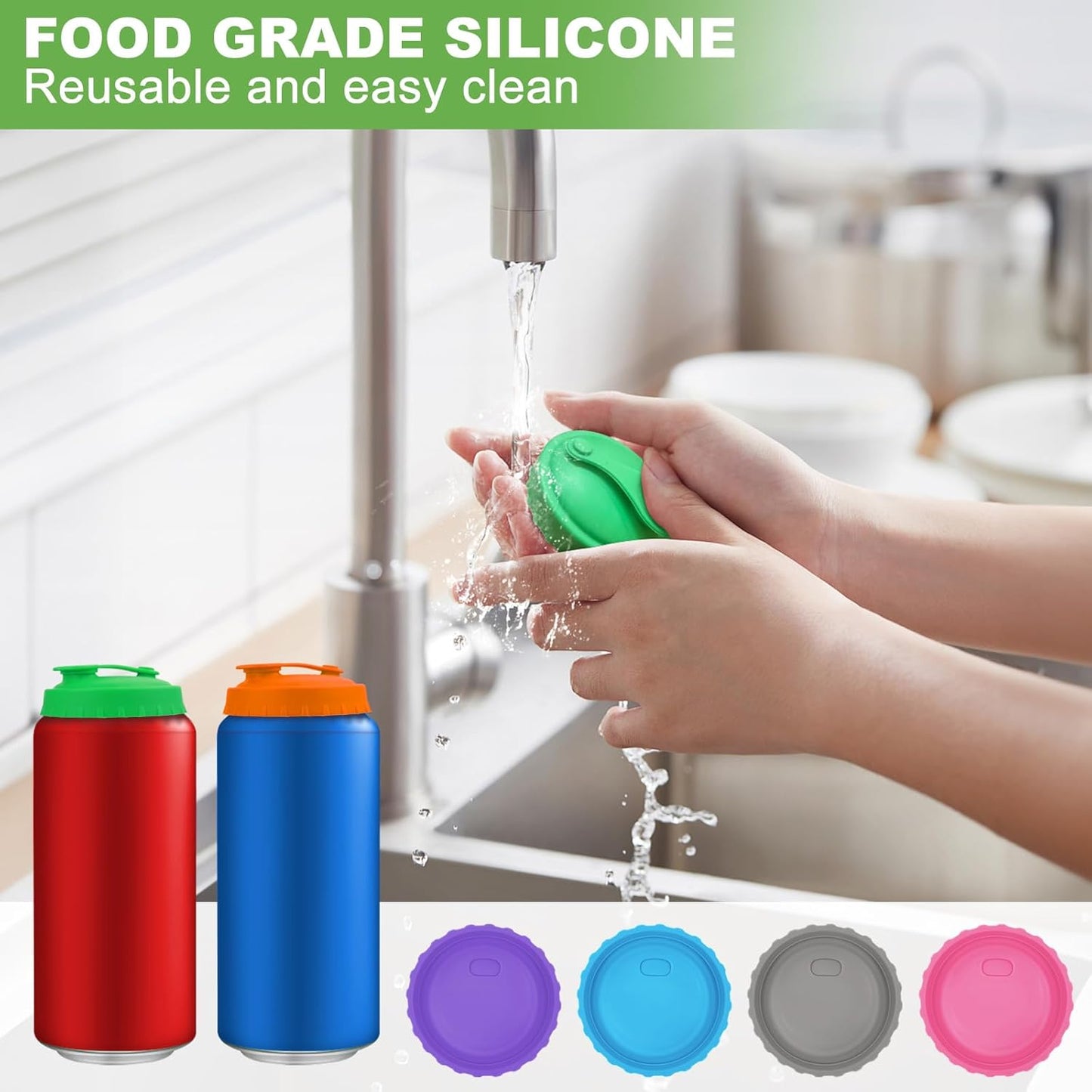 Silicone Soda Can Cover Lids, Pop Can Covers with Resealable Nozzle 6 Pack, BPA Free Stopper and Protector Reusable Beer Can Covers for Soda Fits Standard Cans