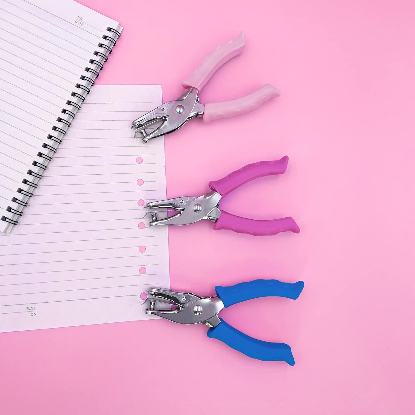 Single Hole Punch 1/4” Paper Hole Puncher for Crafts, One Hole Punch with Pink Soft Grip Handle, Small Hole Punchs or Kids and Adults, Handheld Circle Punch for Paper Crafts in Home, Office,Classroom