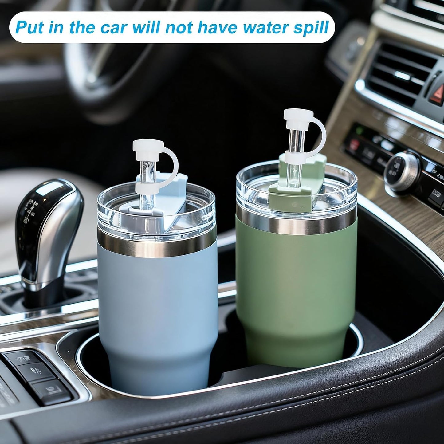 Spill-Proof Silicone Accessory Set for Stanley Cups - Includes Straw Covers, Round and Square Leak Stoppers - Anti-Dust Tumbler Accessories
