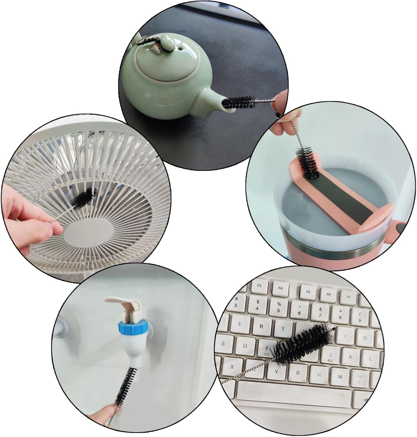 Straw Cleaner Brush Set, Shower Head Cleaner Tool, Nylon Pipe Tube Cleaner 8-inch 10 Different Diameters Set for Tumbler, Water Bottle, Sippy Cup, Sinks and Hummingbird Feeders
