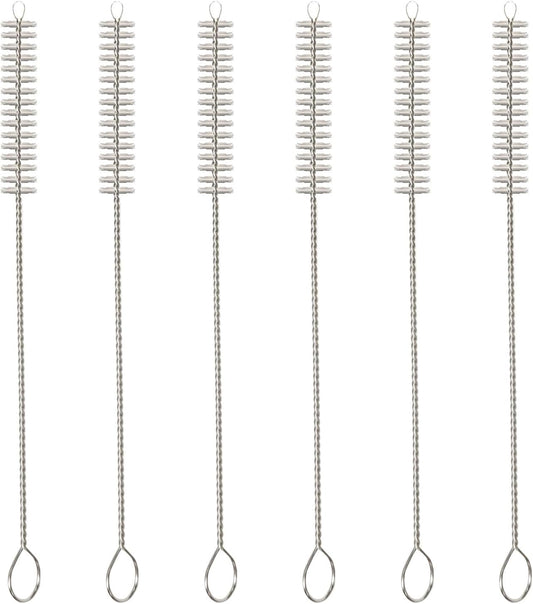 Straw Cleaner Brush Set, 6-Piece Set of Long Cleaning Brushes for Tumbler, Water Bottle, Sippy Cups, Pipes, Tubes, Stainless Steel Drinking Straws, Glass Silicone Metal Straws or Hummingbird Feeders