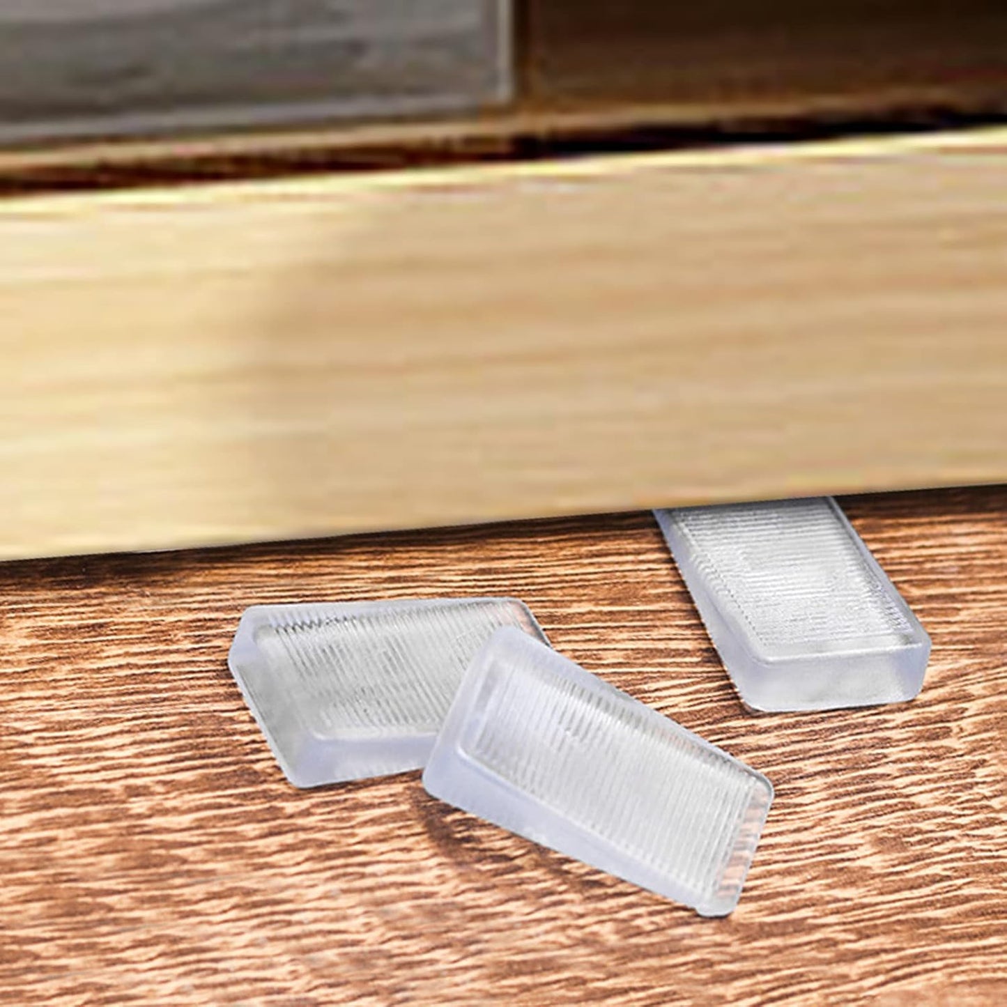 8 Pack Clear Plastic Shims, Level Wedge, Furniture Levelers, Non-Slip PVC and Rubber, Rectangular, For Uneven Floors, Tables, Furniture