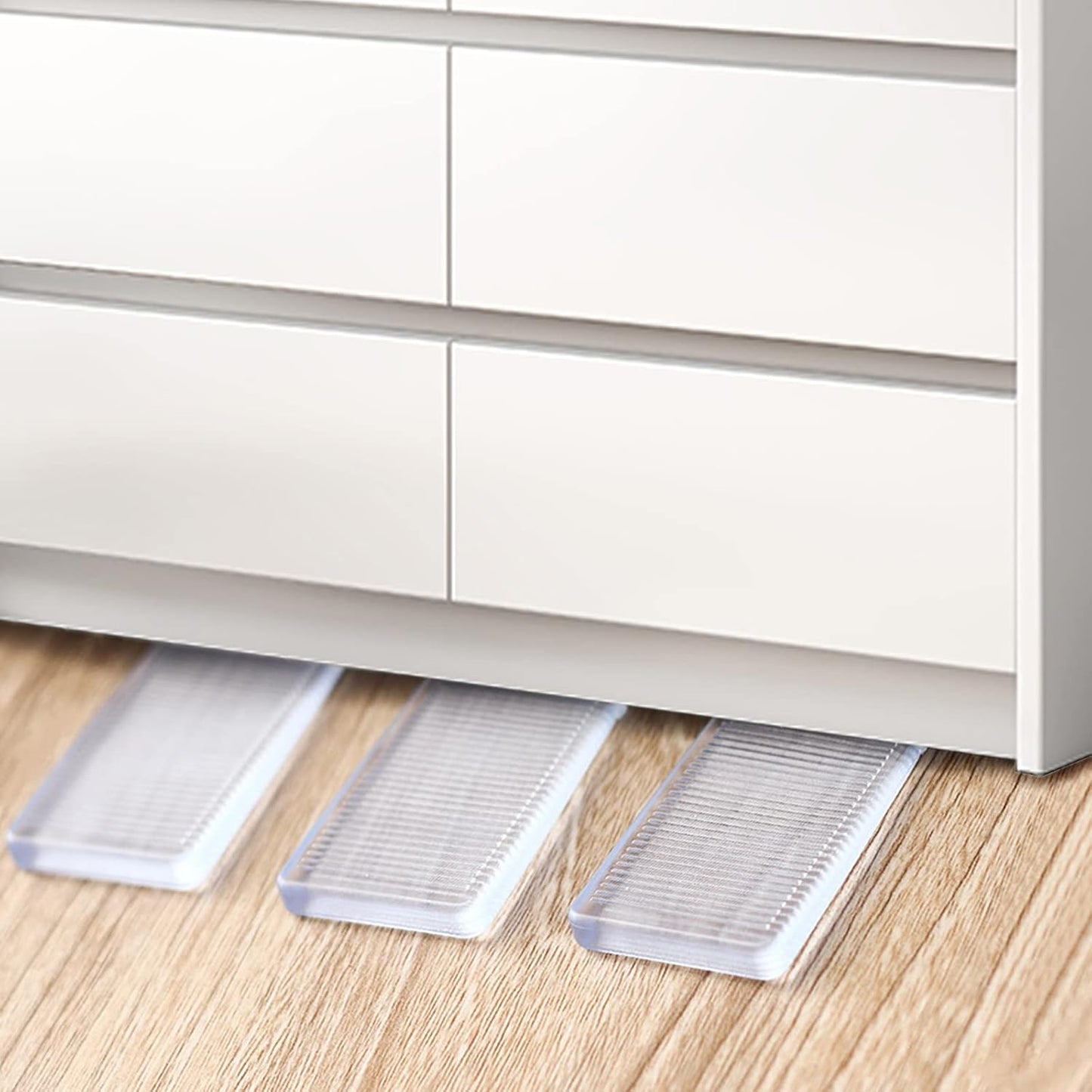 8 Pack Clear Plastic Shims, Level Wedge, Furniture Levelers, Non-Slip PVC and Rubber, Rectangular, For Uneven Floors, Tables, Furniture