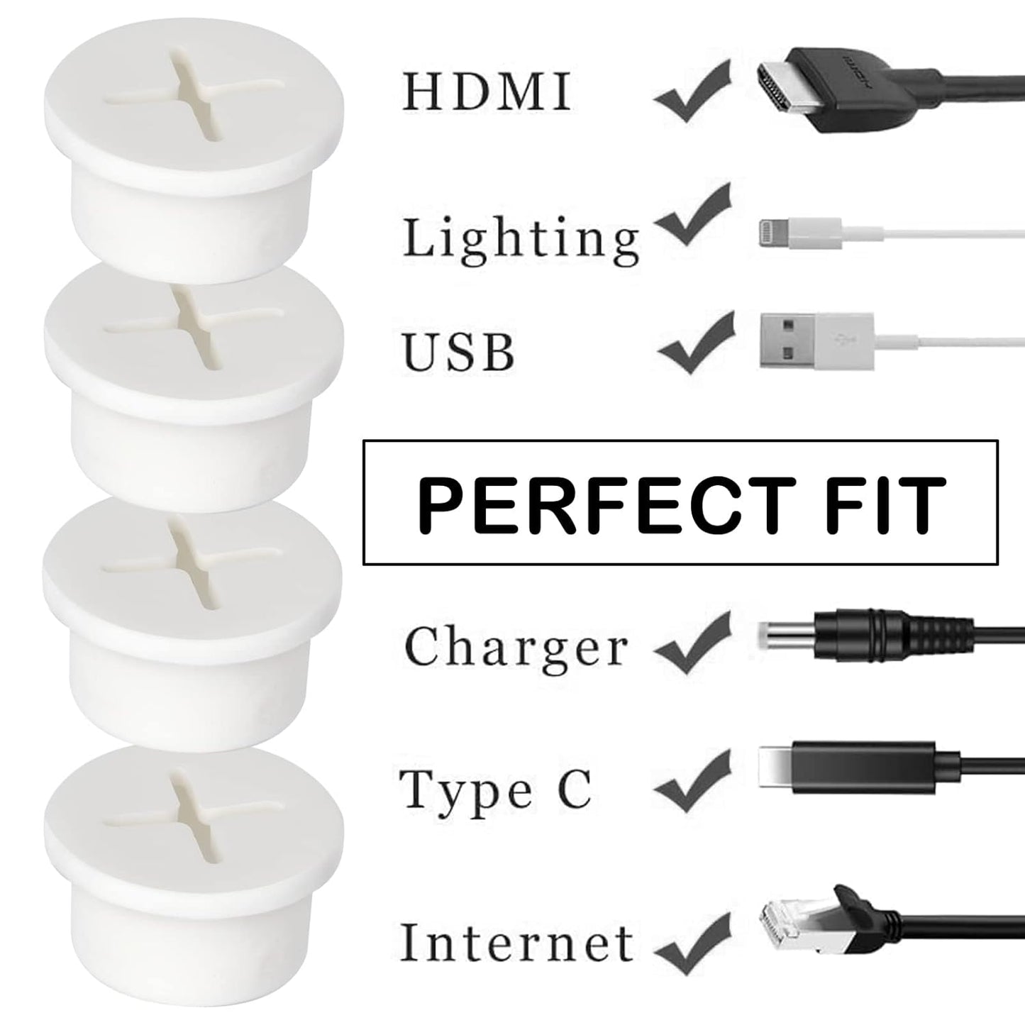 12 Pcs Cable Cord Grommet Silicone Cable Grommet 3/4" Wire Hole Cover Cable Management Wire Organizer Cable Pass Through Desk Grommet for Table, Computer Desk, Office, Home