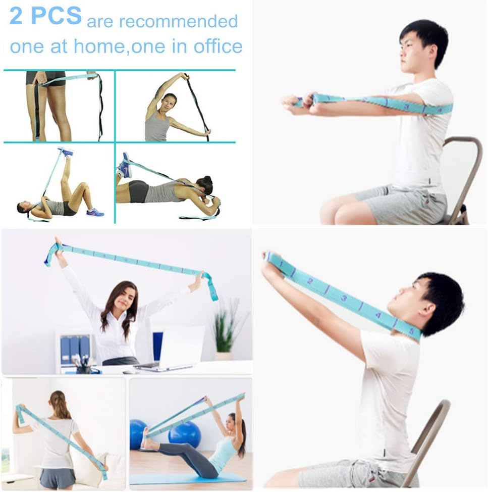 Nitpicker Stretching Straps Hamstring Stretcher Device Elastic Exercise Band Yoga mat Carrying Straps Leg Exercise Equipment Stretching Strap with Loops for Flexibility Stretch Strap 11 Loops