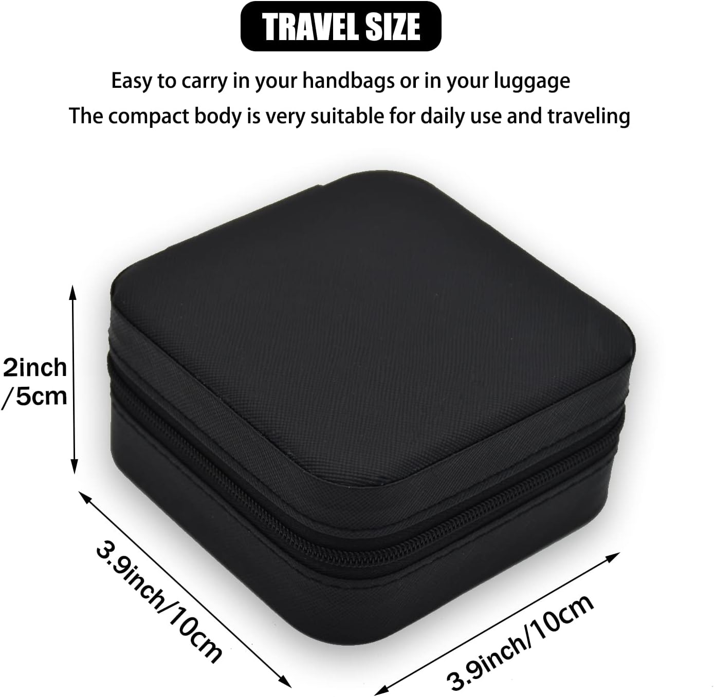MODENGKGJIAN Mini Jewelry Travel Case, PU Leather Travel Jewelry Organizer Box, Small Portable Portable Jewellery Storage Holder for Womens Rings Earrings Necklaces Bracelets (Black)