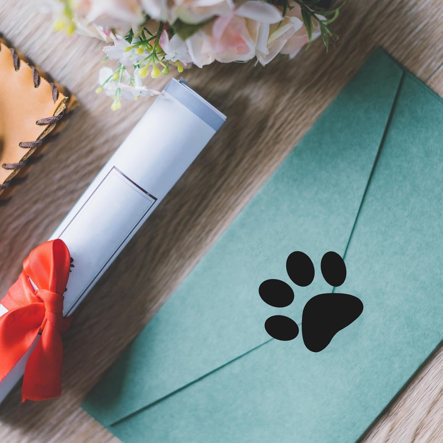 Paw Stickers - Paw Prints Stickers 500Pcs 1.5Inch Puppy Dog Bear Paw Prints Sticker Self Adhesive Clear & Black Paw Patrol Sticker Roll for Birthday Party Envelope Seal Card Gift Packaging