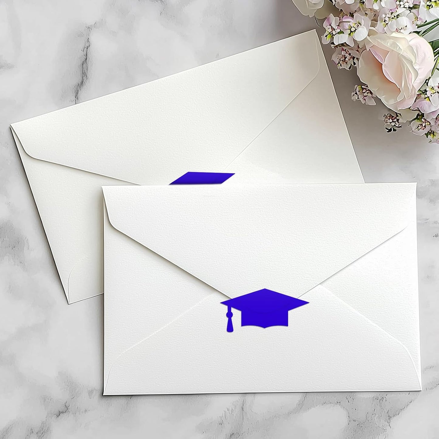 Graduation Cap Stickers 2026 - Blue Graduation Hat Stickers Self-Adhesive Graduations Envelope Seal Sticker 420Pcs Congrats Grad Cap Sticker Class of 2026 for Senior College Grad Party Favor