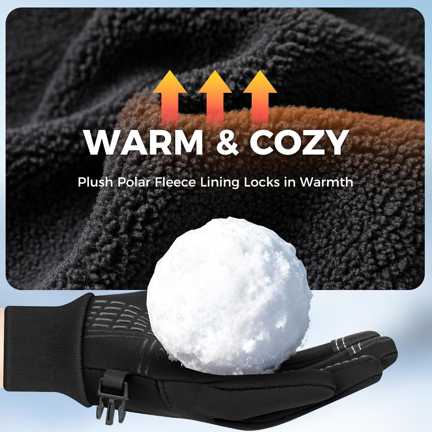 Kids Winter Gloves Windproof Water-Resistant Thermal Touchscreen Anti-slip Cold Weather for Girl Boy, Black