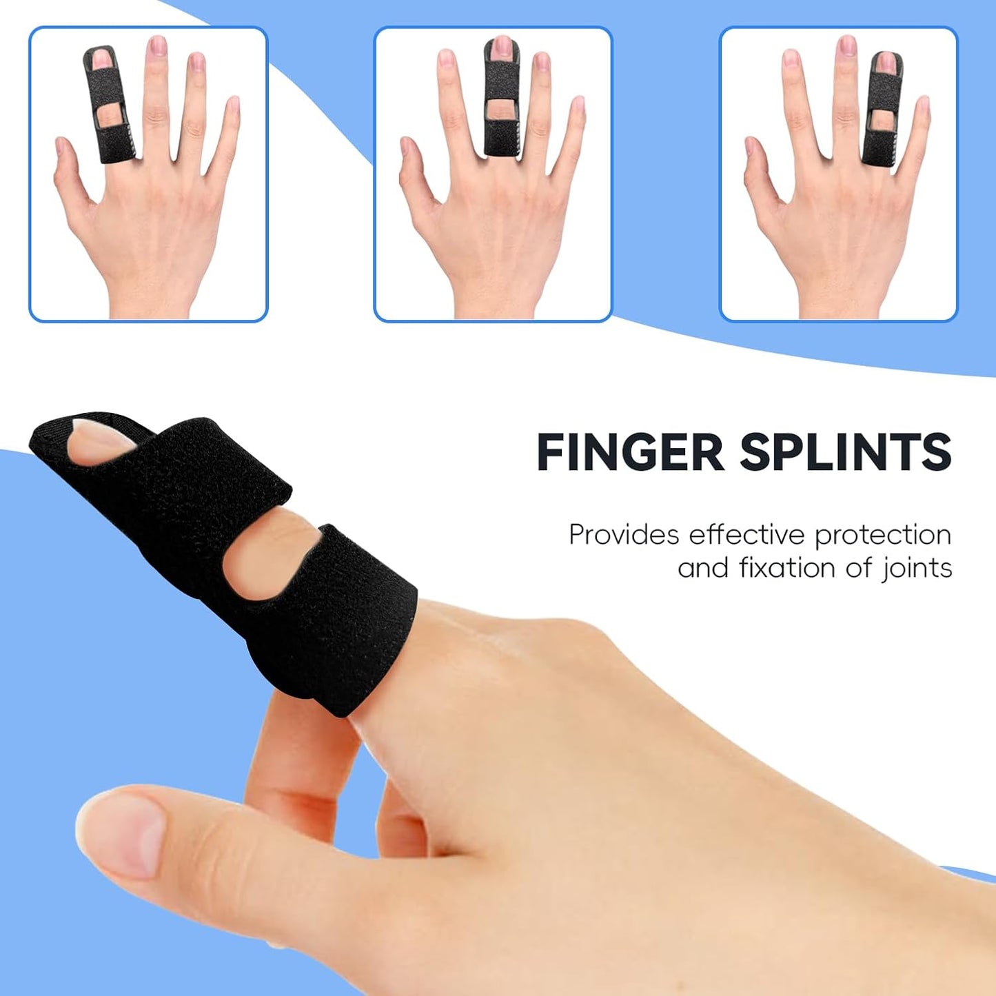 Finger Splint, Universal Trigger Finger Brace for Broken/Arthritis Pain and Sprain Relief, Splints for Middle, Index, Ring (2 Pack,Black)