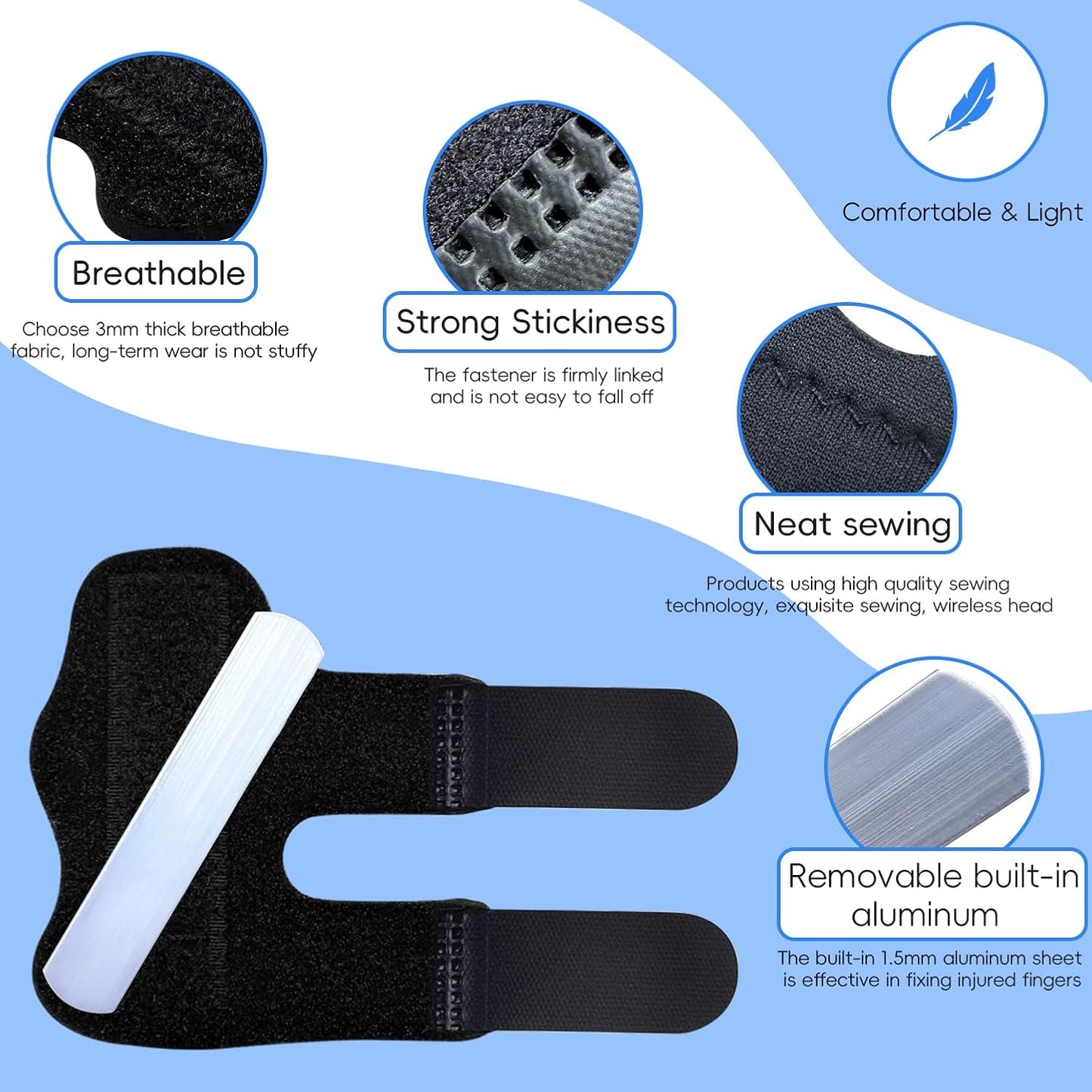 Finger Splint, Universal Trigger Finger Brace for Broken/Arthritis Pain and Sprain Relief, Splints for Middle, Index, Ring (2 Pack,Black)