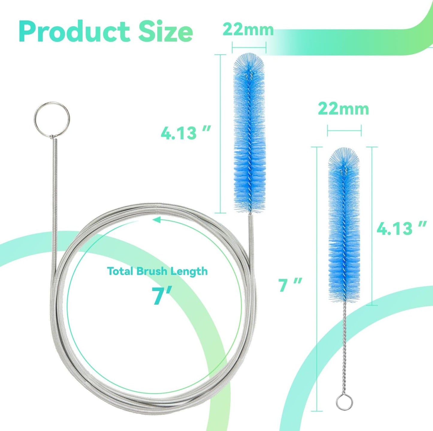 CPAP Hose Cleaner, 7 Feet Flexible CPAP Tube Cleaning Brush and 7 Inches CPAP Cleaning Brush for CPAP Mask Hose Blue