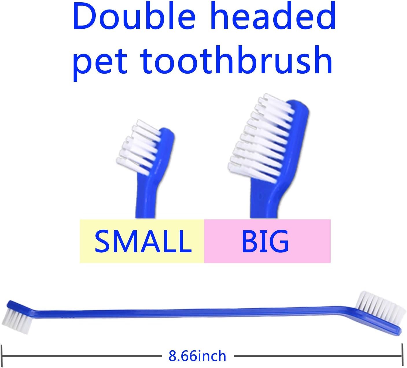 Petluno Dog Toothbrush Set of 8 - Dual Headed, Dental Hygiene Convenient Soft to Clean pet Teeth, Tooth Brushes for Small Large Dogs, Cats, and Most Pets, Teeth Brush in Bulk