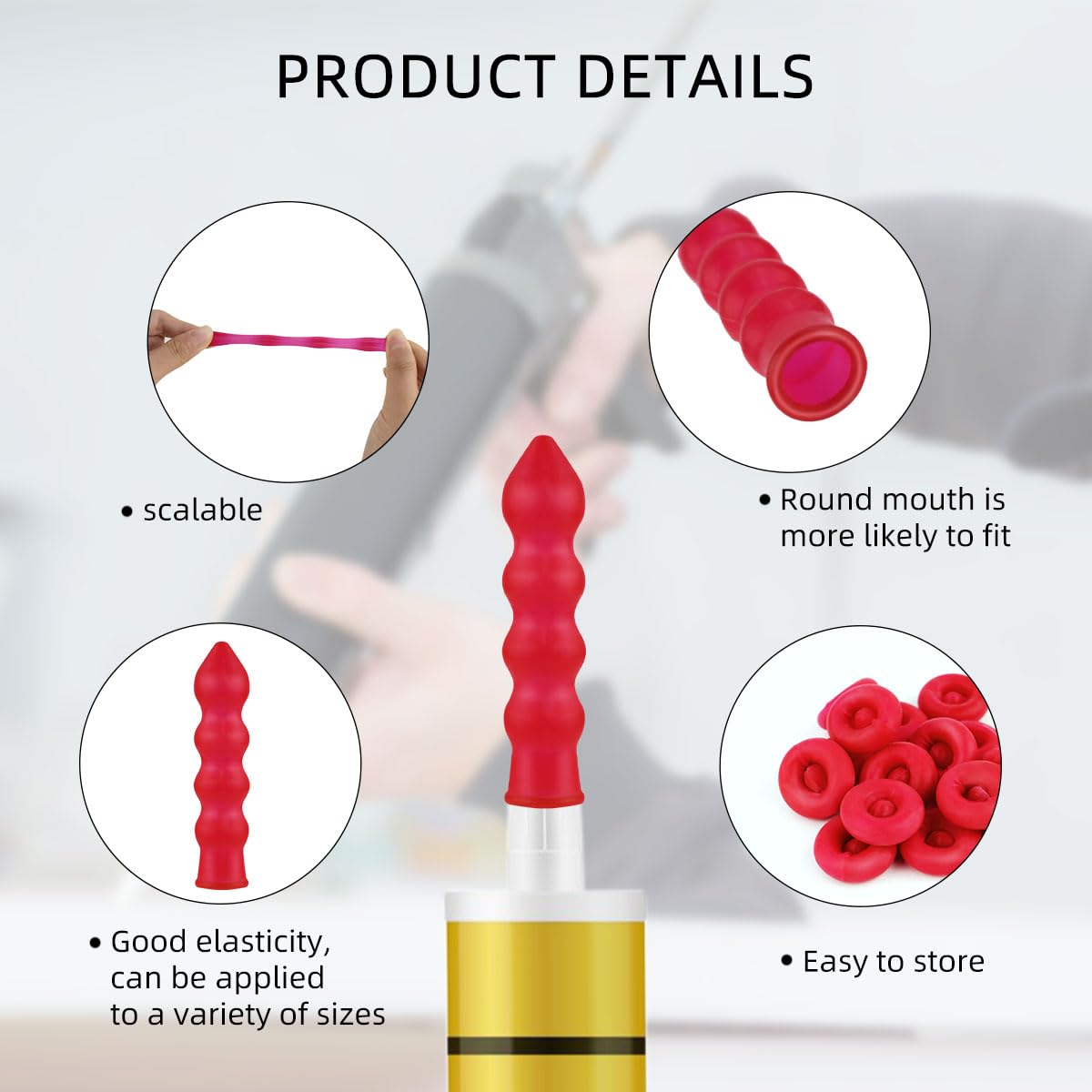 20 Pack Caulk Saver Caps - Seal and Preserve Open Caulking Tubes Red