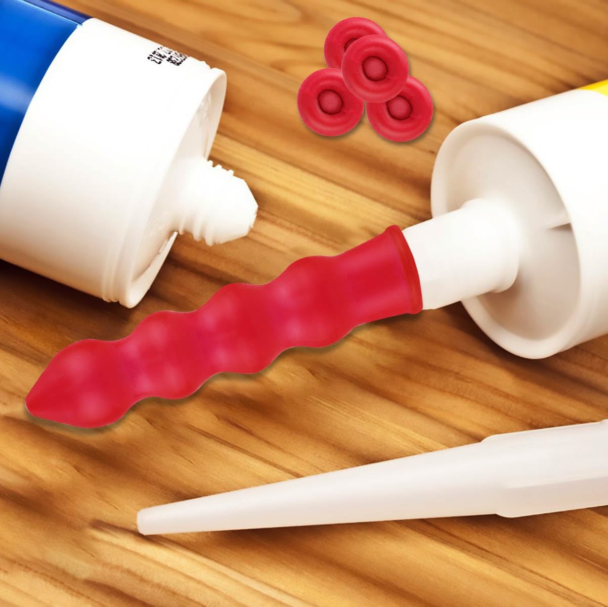 20 Pack Caulk Saver Caps - Seal and Preserve Open Caulking Tubes Red